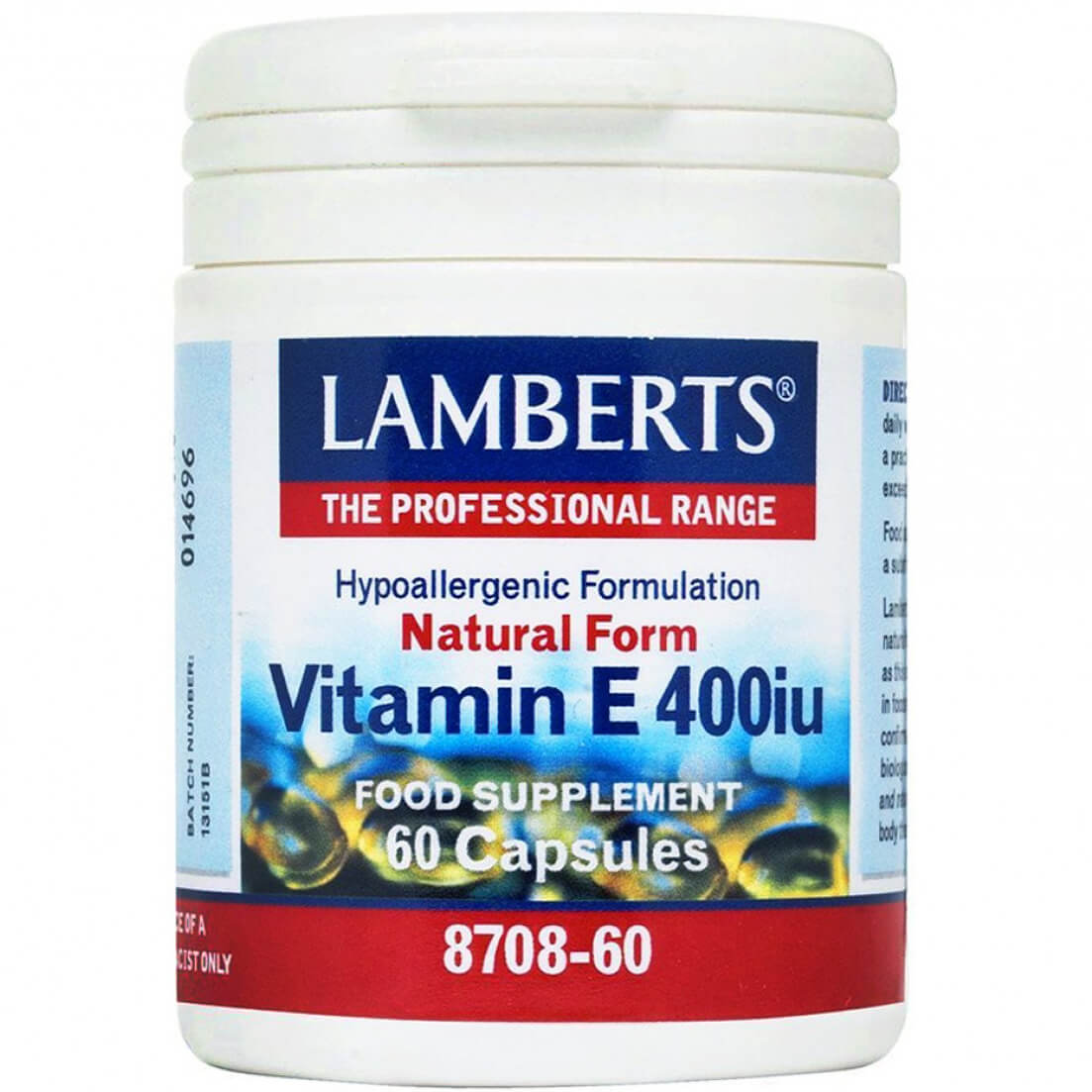 Lamberts Vitamin E 400iu Natural Form Συμπλήρωμα Διατροφής με Φυσική Βιταμίνη Ε – 60 tabs