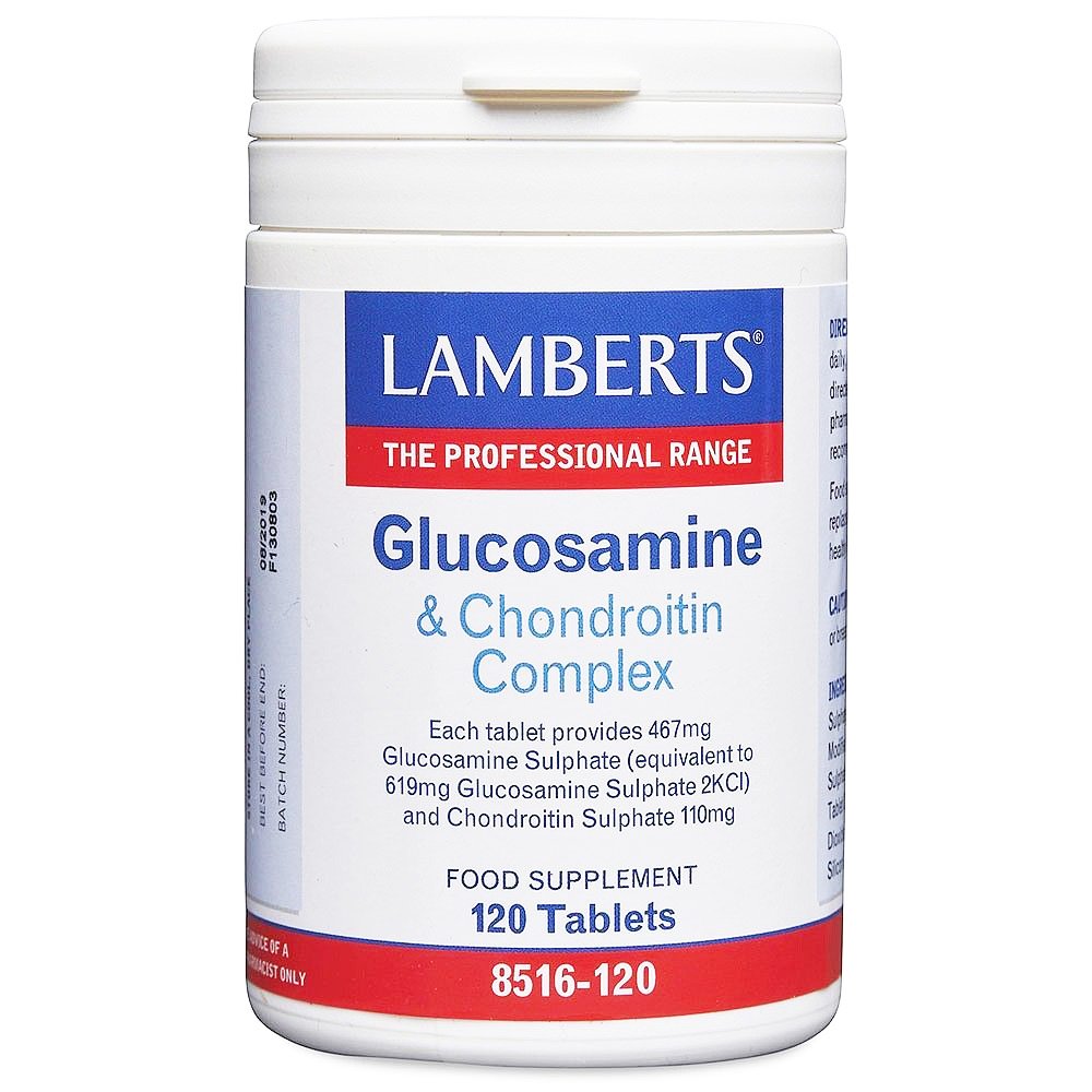 Lamberts Glucosamine & Chondroitin Συμπλήρωμα Διατροφής για την Ελαστικότητα του Αρθρικού Χόνδρου – 120 tabs
