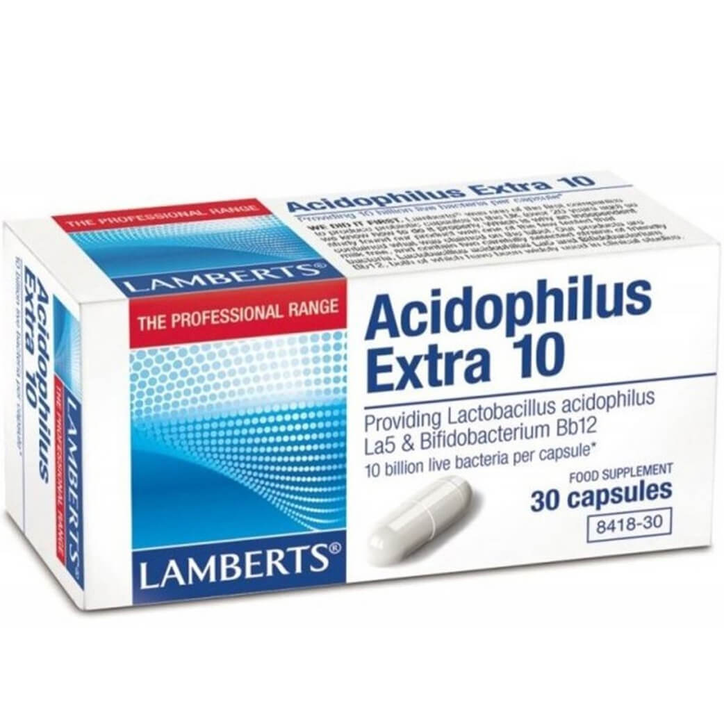 Lamberts Acidophilus Extra 10 Συμπλήρωμα Διατροφής για Άτομα που Πάσχουν από Διαταραχή της Ισορροπίας της Εντερικής Χλωρίδας – 30 tabs