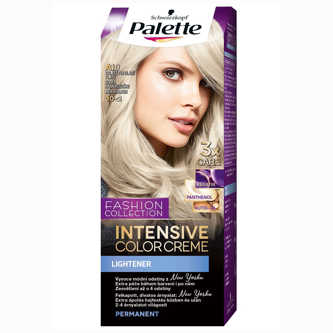Schwarzkopf Palette Intensive Hair Color Creme Kit Μόνιμη Κρέμα Βαφή Μαλλιών για Έντονο Χρώμα Μεγάλης Διάρκειας & Περιποίηση 1 Τεμάχιο – 10.2 Υπερξανθό Φυμέ
