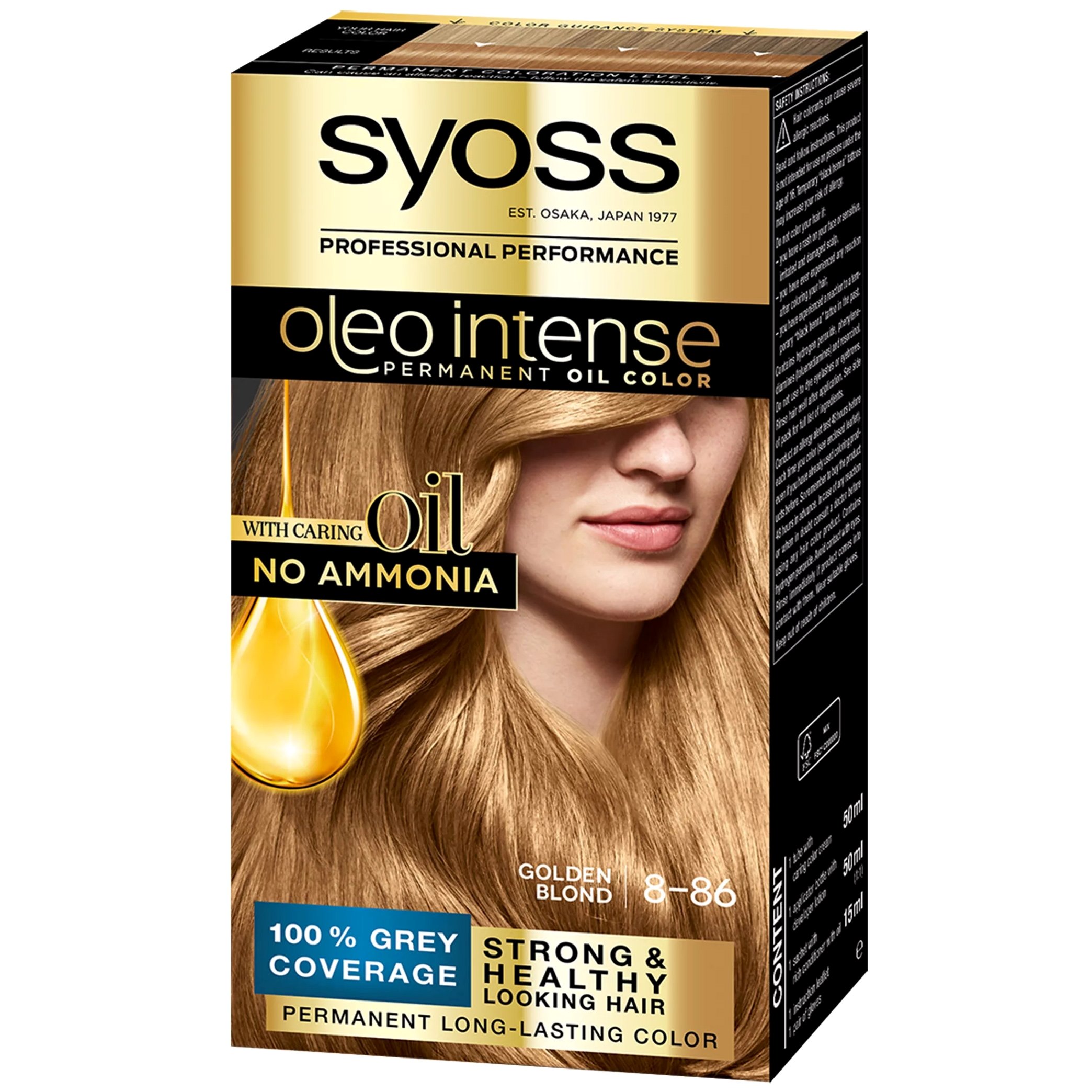 Syoss Oleo Intense Permanent Oil Hair Color Kit Επαγγελματική Μόνιμη Βαφή Μαλλιών για Εξαιρετική Κάλυψη & Έντονο Χρώμα που Διαρκεί, Χωρίς Αμμωνία 1 Τεμάχιο – 8-86 Ξανθό Ανοιχτό Μόκα