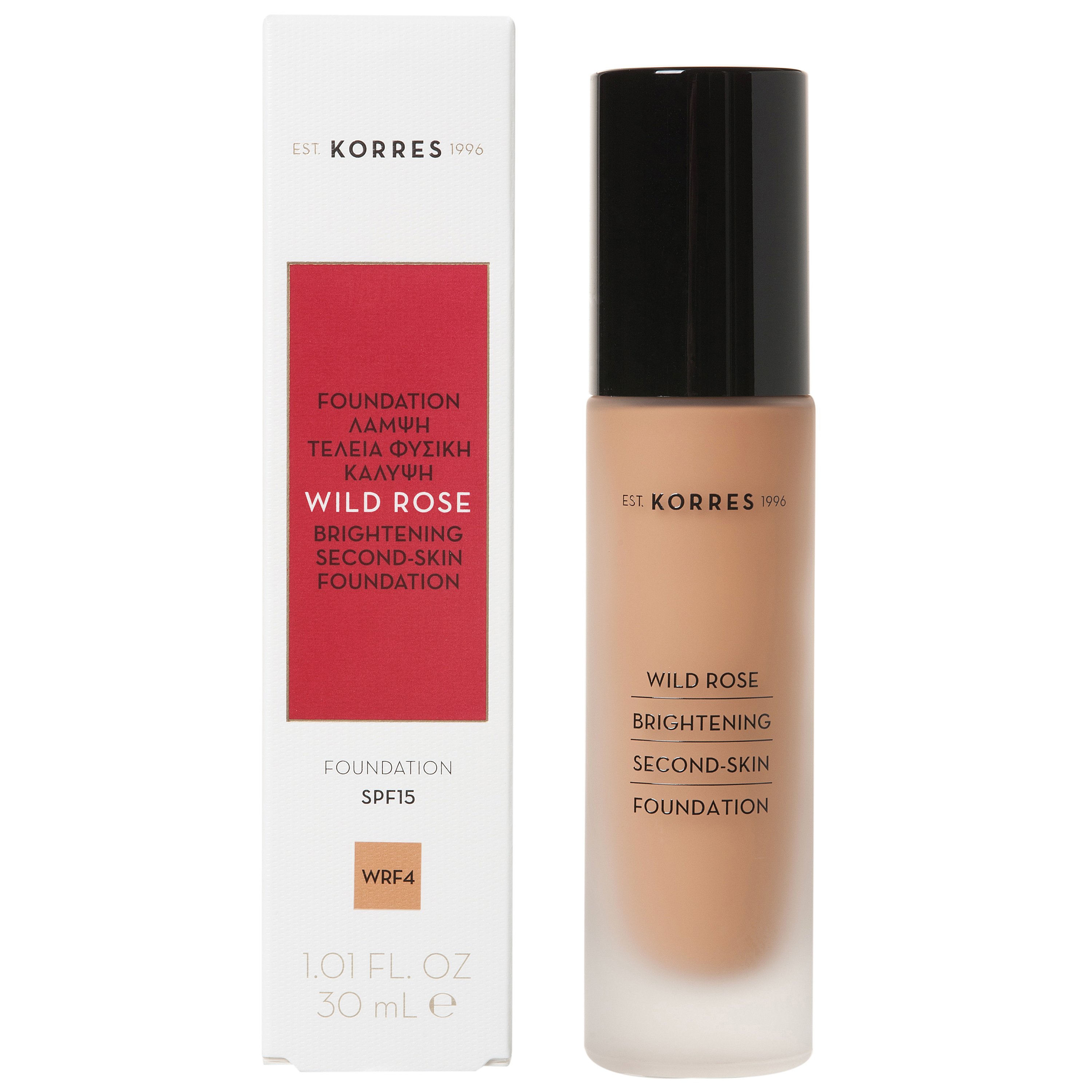 Korres Korres Wild Rose Foundation Spf15 Make Up Άγριο Τριαντάφυλλο, Λάμψη, Τέλεια Φυσική Κάλυψη & Διάρκεια 30ml - Wrf4