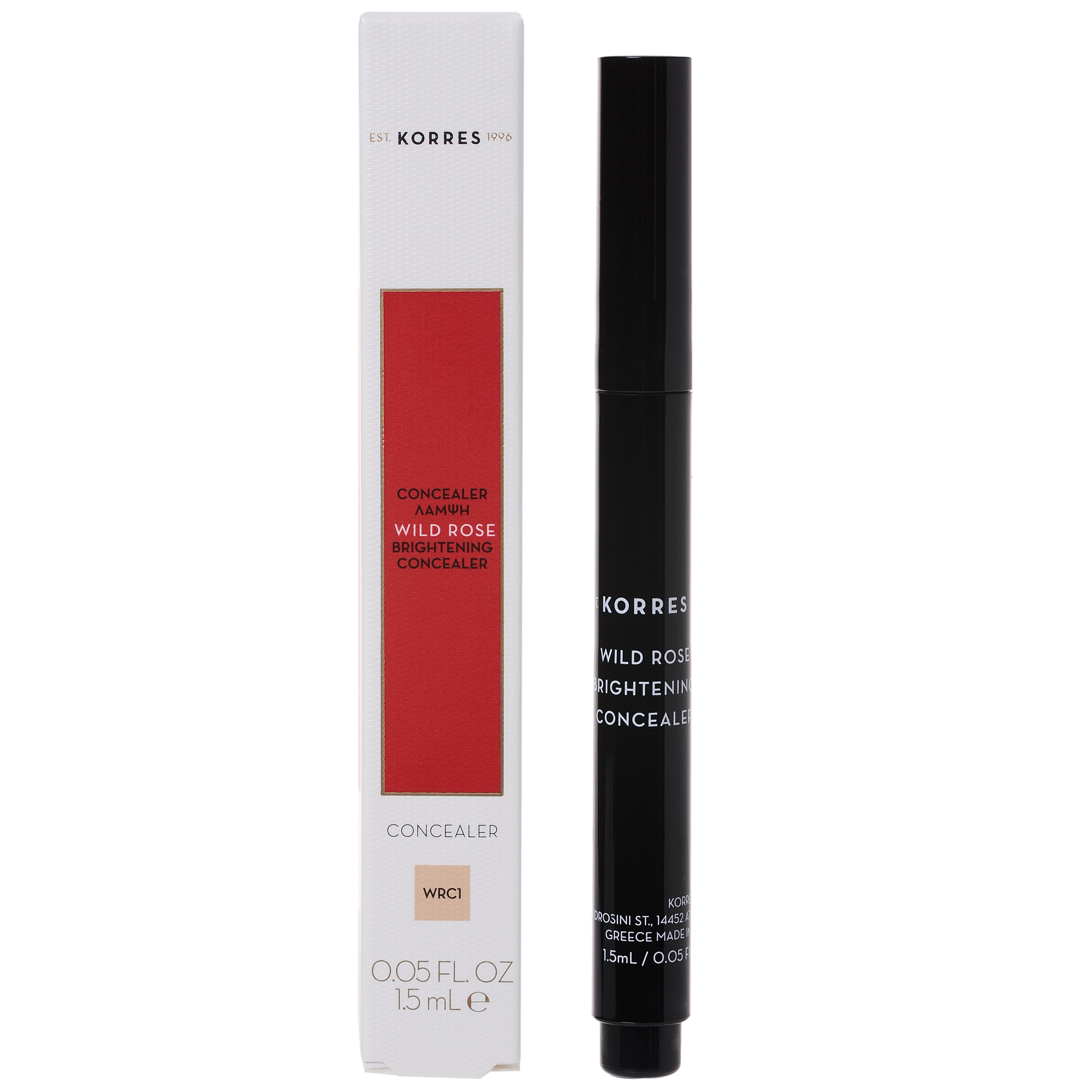 Korres Wild Rose Concealer Άγριο Τριαντάφυλλο Concealer Μακράς Διάρκειας, Μοναδική Φωτεινότητα στο Βλέμμα & Τέλεια Κάλυψη 1.5ml – WRC1
