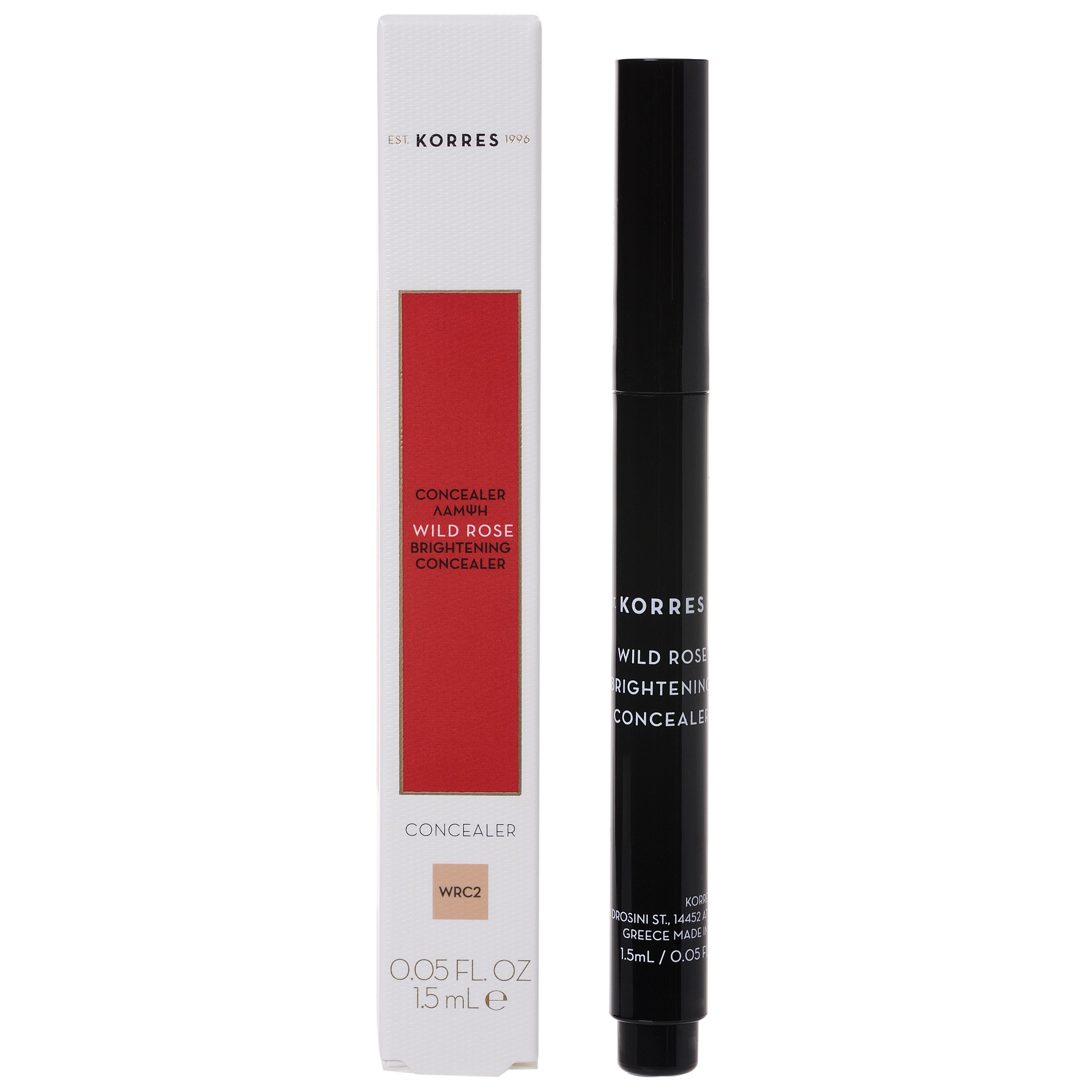 Korres Wild Rose Concealer Άγριο Τριαντάφυλλο Concealer Μακράς Διάρκειας, Μοναδική Φωτεινότητα στο Βλέμμα & Τέλεια Κάλυψη 1.5ml – WRC2