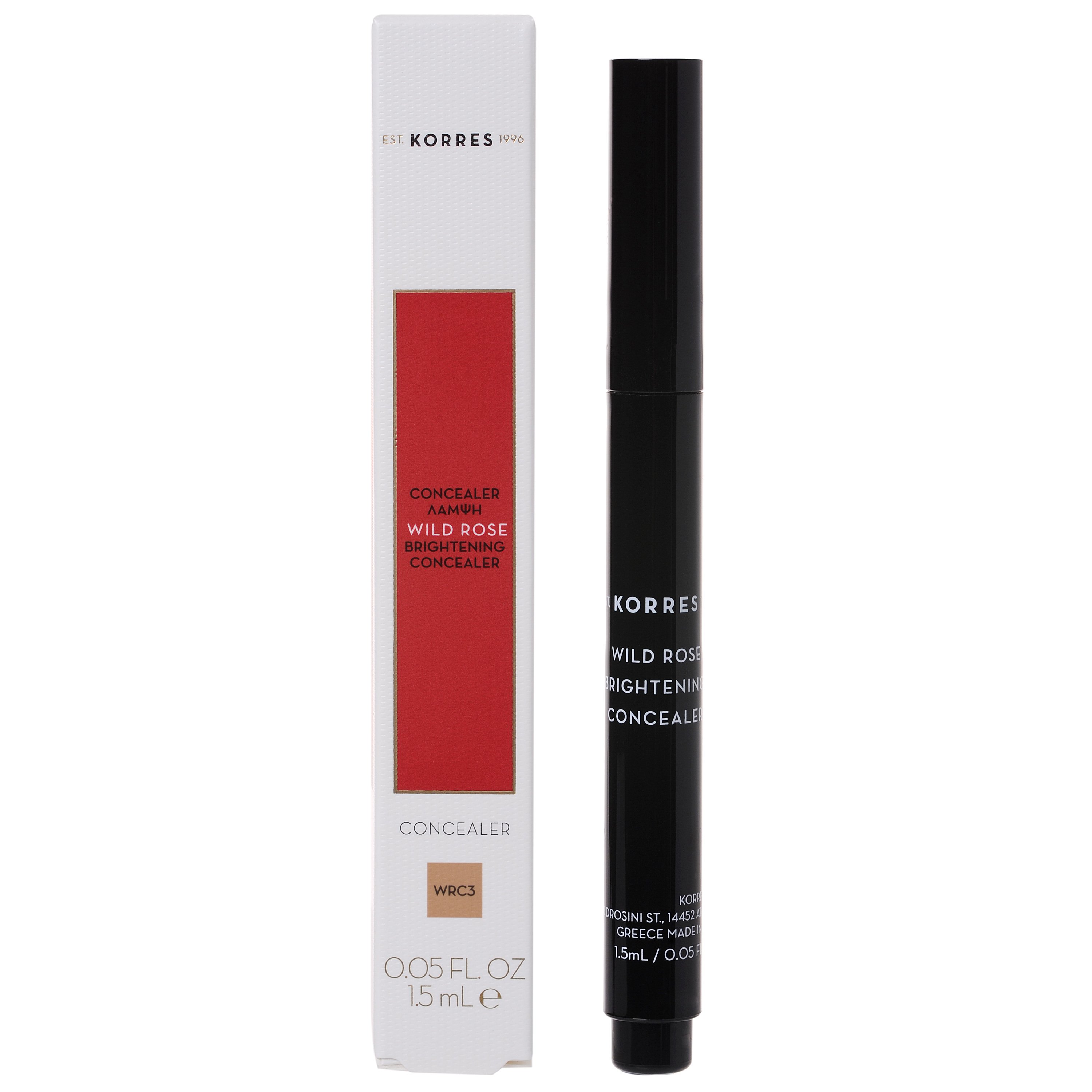 Korres Wild Rose Concealer Άγριο Τριαντάφυλλο Concealer Μακράς Διάρκειας, Μοναδική Φωτεινότητα στο Βλέμμα & Τέλεια Κάλυψη 1.5ml – WRC3