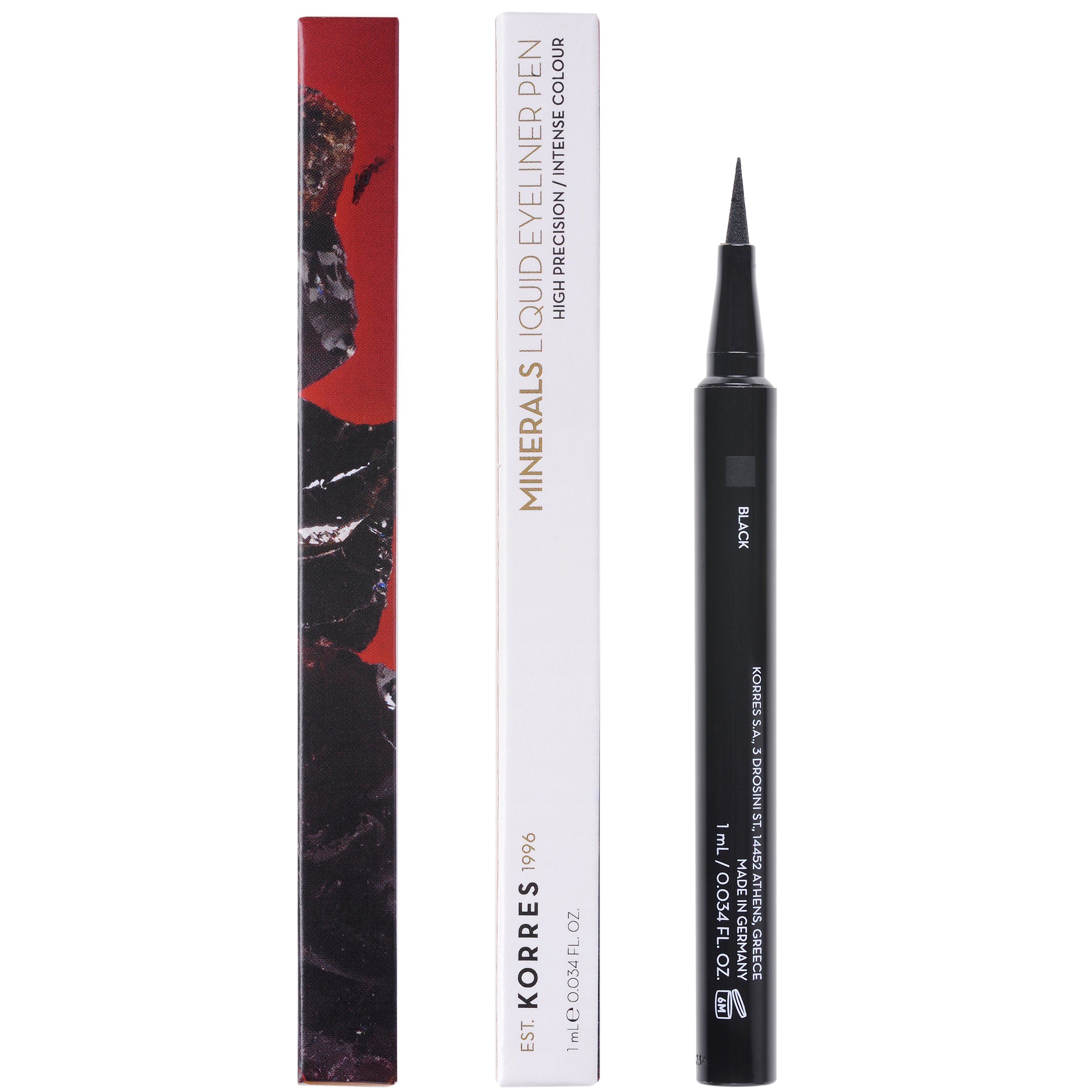 Korres Minerals Liquid Eyeliner Pen Αδιάβροχο Eyeliner για Έντονο Αποτέλεσμα & Εύκολη Ακριβή Εφαρμογή 1ml – Black 01