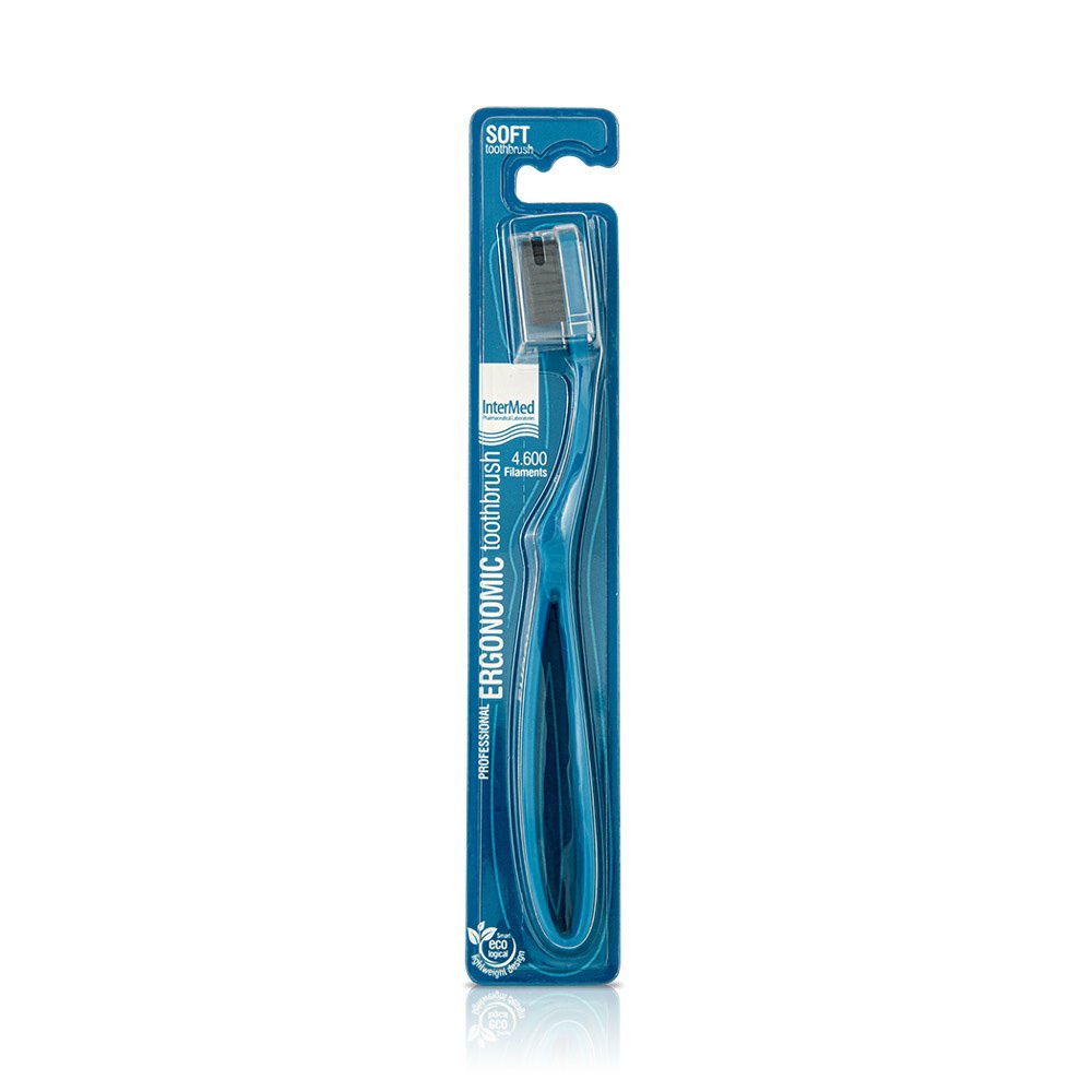 Intermed Professional Ergonomic Toothbrush Soft Επαγγελματική Εργονομική Οδοντόβουρτσα Μαλακή, 1 Τεμάχιο – Μπλε