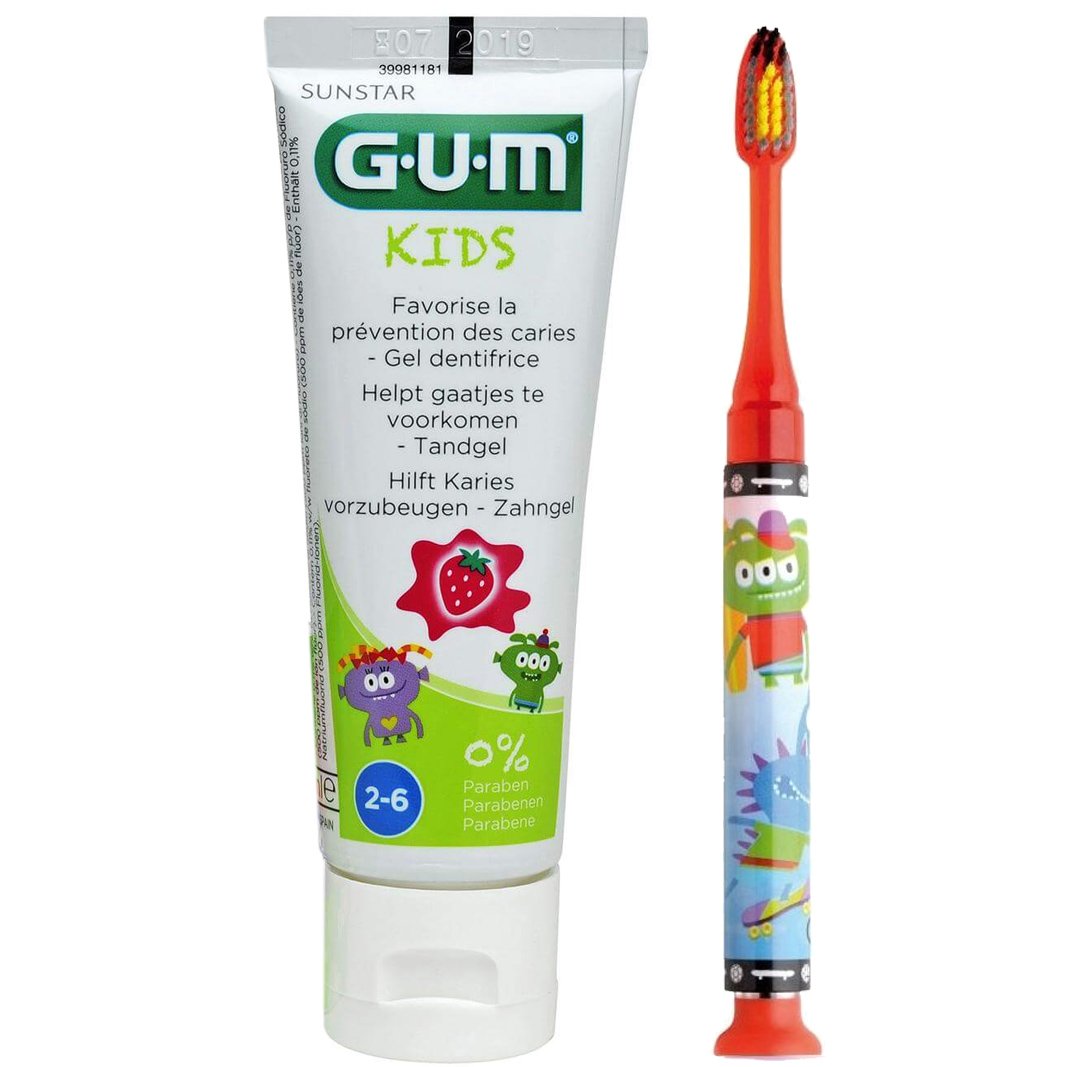 Gum Promo Junior Light-Up Soft Οδοντόβουρτσα 903 & Δώρο Junior Οδοντόκρεμα 2-6 Ετών Strawberry Flavor 50ml – κόκκινο