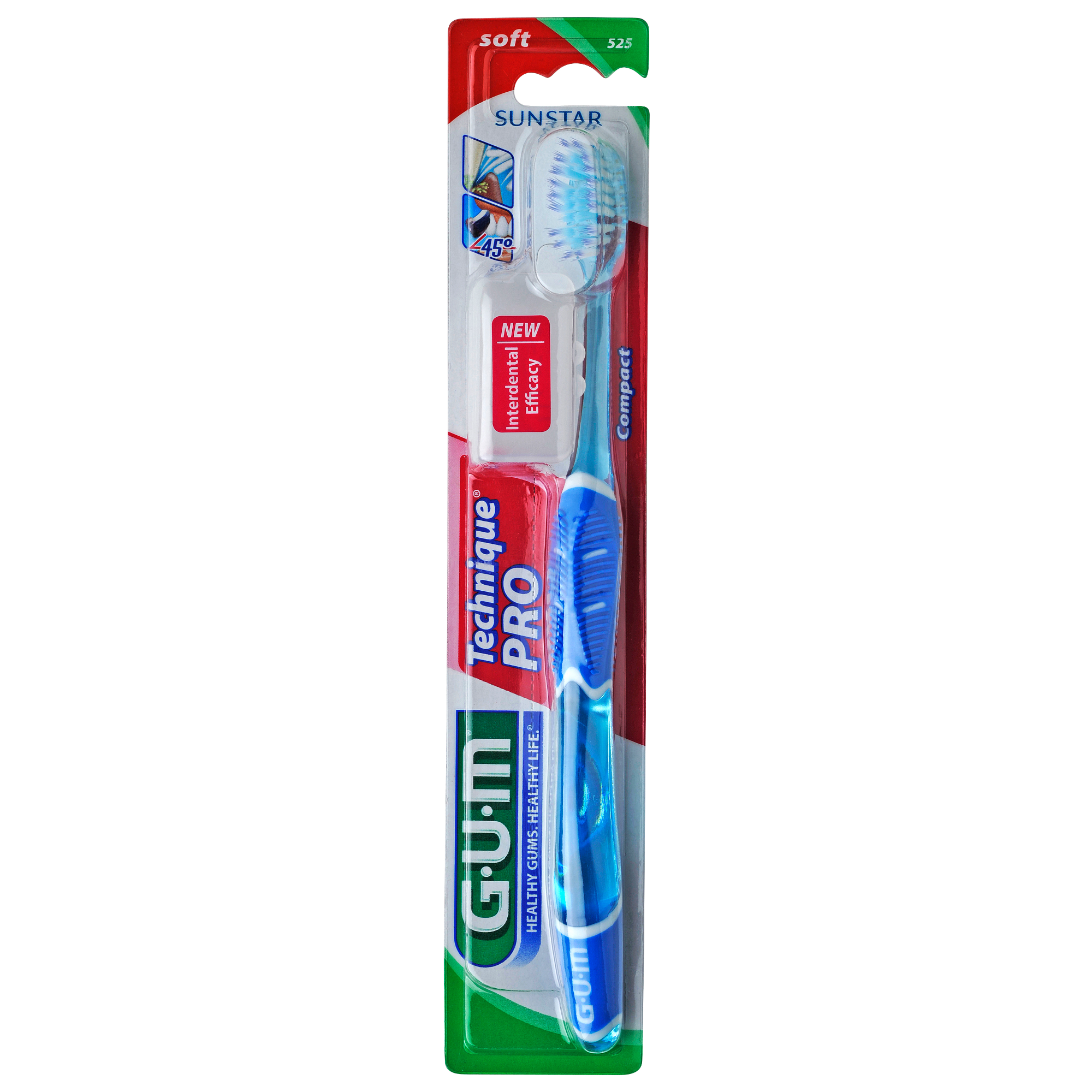 Gum Technique PRO Compact Soft Toothbrush Μπλε Επαγγελματική Οδοντόβουρτσα με Μαλακές Ίνες & Μικρή Κεφαλή 1 Τεμάχιο, Κωδ 525