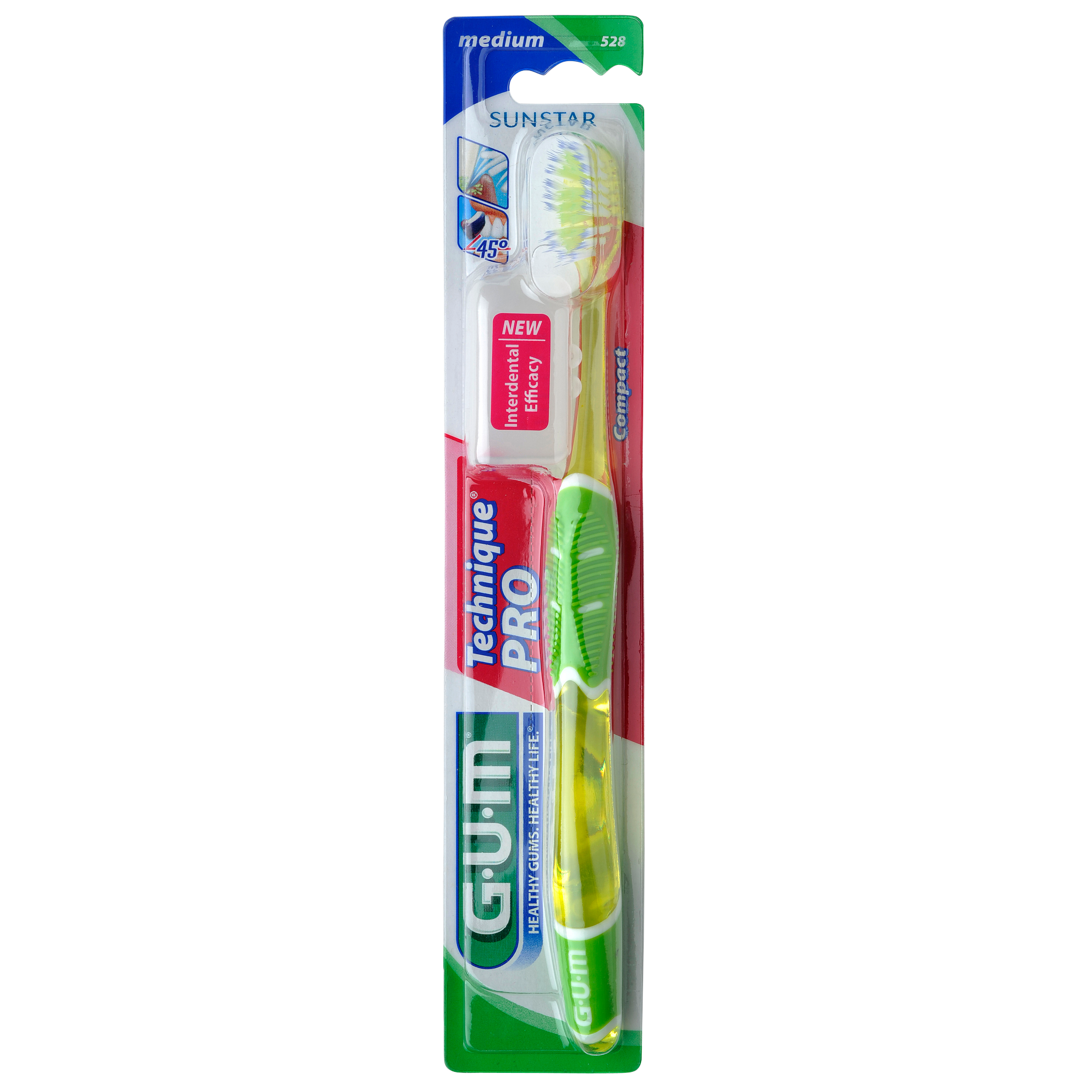 Gum Technique PRO Compact Medium Toothbrush Πράσινη Επαγγελματική Οδοντόβουρτσα με Μεσαίας Σκληρότηας Ίνες & Μικρή Κεφαλή 1 Τεμάχιο, Κωδ 528