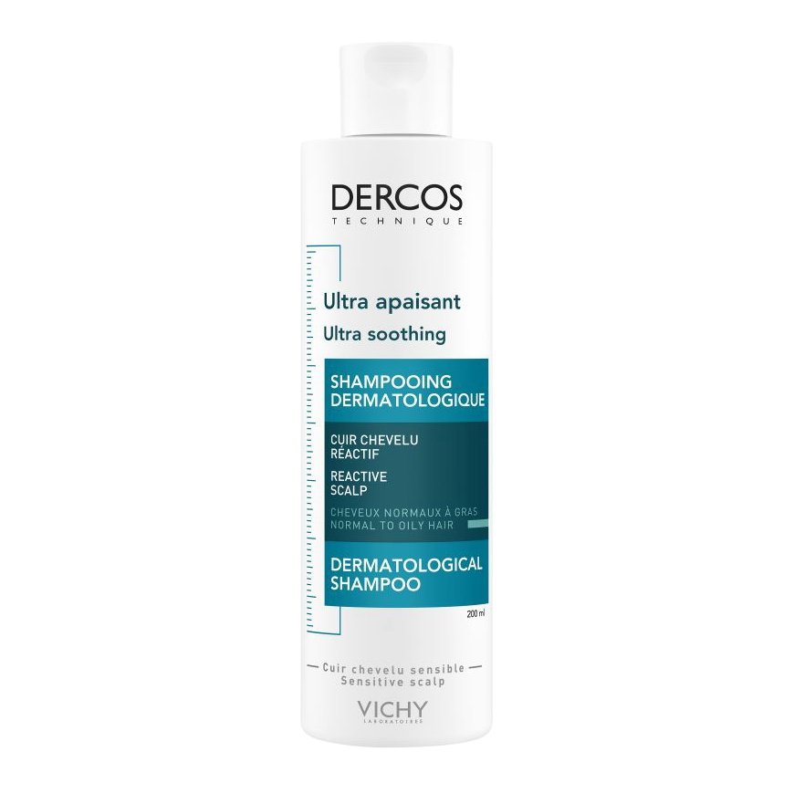 Vichy Dercos Ultra Soothing Καταπραϋντικό Σαμπουάν, Ιδανικό για Ευαίσθητο Τριχωτό 200ml – Λιπαρά