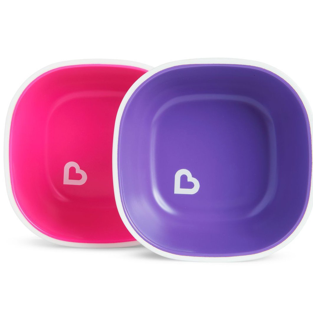 Munchkin Bowls With Grips Μπολ με Αντιολισθητική Βάση 2τμχ – Ροζ – Μωβ