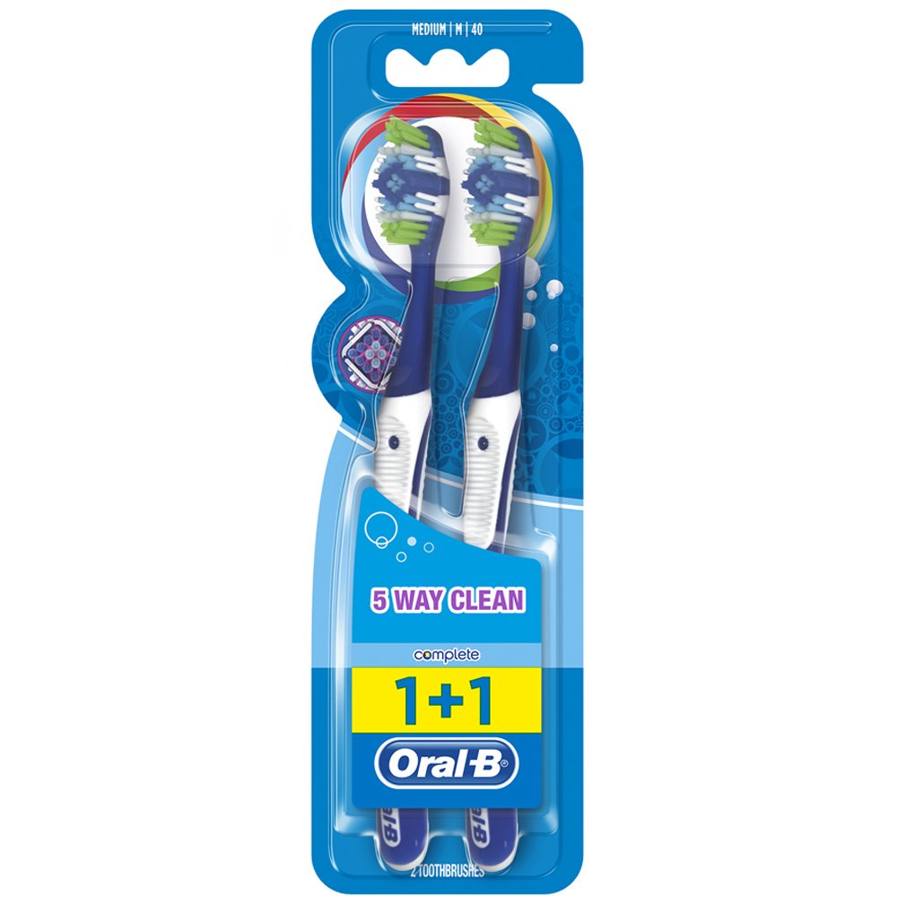 Oral-B Complete 5 Way Clean Οδοντόβουρτσα 40 Μέτρια 1+1 δώρο – Μπλε – Μπλε
