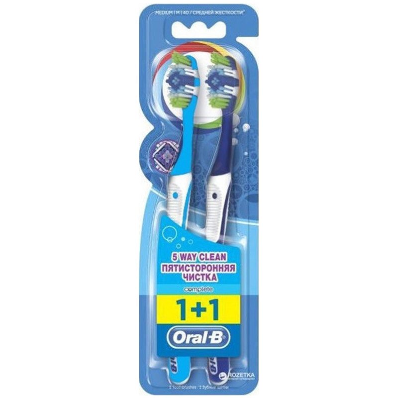 Oral-B Complete 5 Way Clean Οδοντόβουρτσα 40 Μέτρια 1+1 δώρο – Γαλάζιο – Μπλε