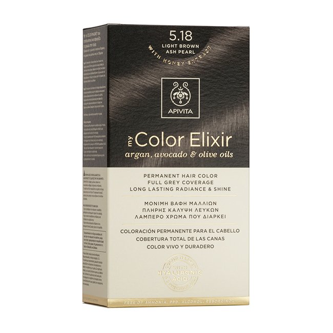 Apivita My Color Elixir Μόνιμη Βαφή Μαλλιών με Καινοτόμο Σύστημα Color Magnet που Σταθεροποιεί και Σφραγίζει το Χρώμα στην Τρίχα – N 5.18 ΚΑΣΤΑΝΟ ΑΝΟΙΧΤΟ