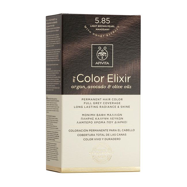 Apivita My Color Elixir Μόνιμη Βαφή Μαλλιών με Καινοτόμο Σύστημα Color Magnet που Σταθεροποιεί και Σφραγίζει το Χρώμα στην Τρίχα – N 5.85 ΚΑΣΤΑΝΟ ΑΝΟΙΧΤΟ ΠΕΡΛΕ