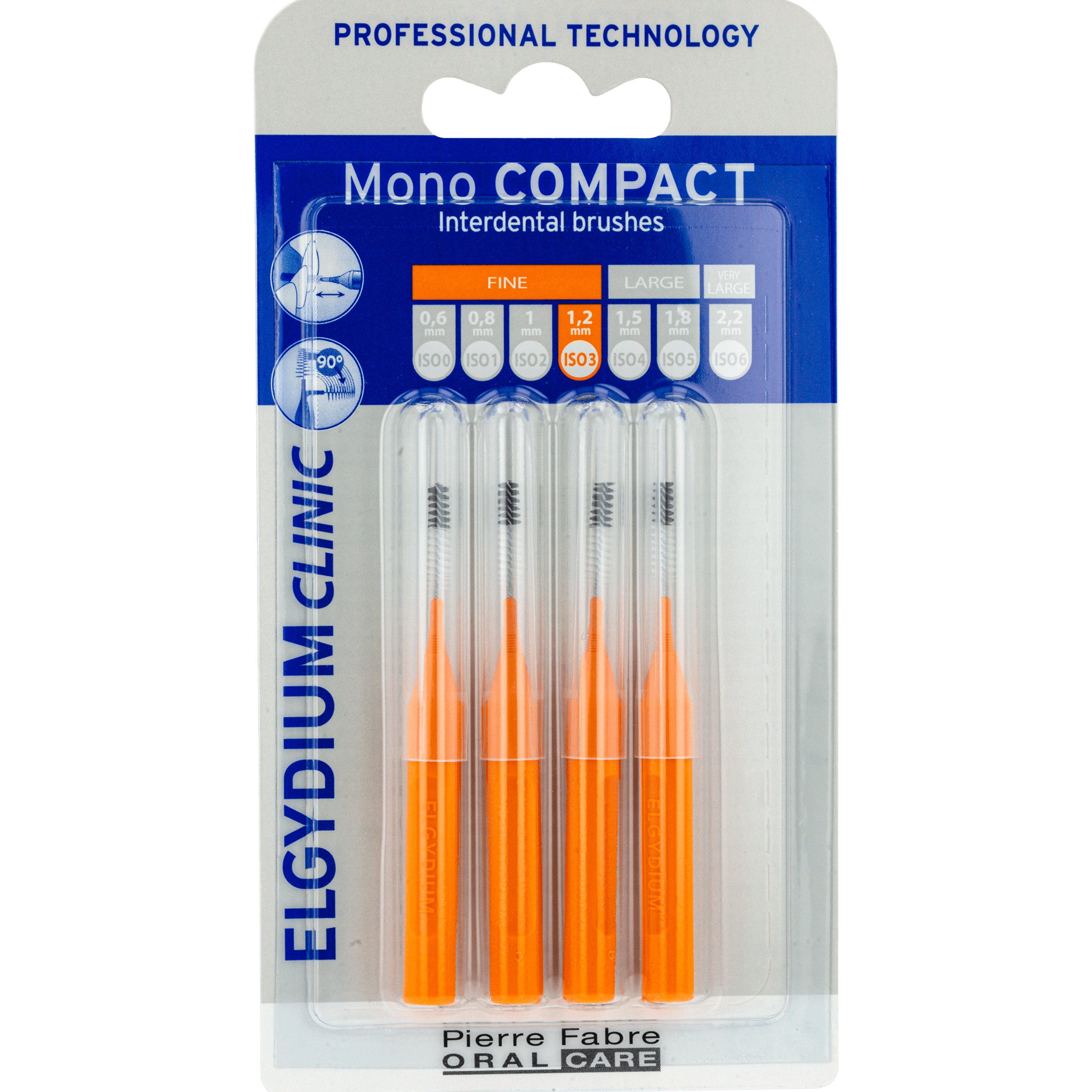 Elgydium Clinic Mono Compact Interdental Brushes 0.6mm Μεσοδόντια Βουρτσάκια Ιδανικά για Άτομα με Εμφυτεύματα ή Σιδεράκια 4 Τεμάχια