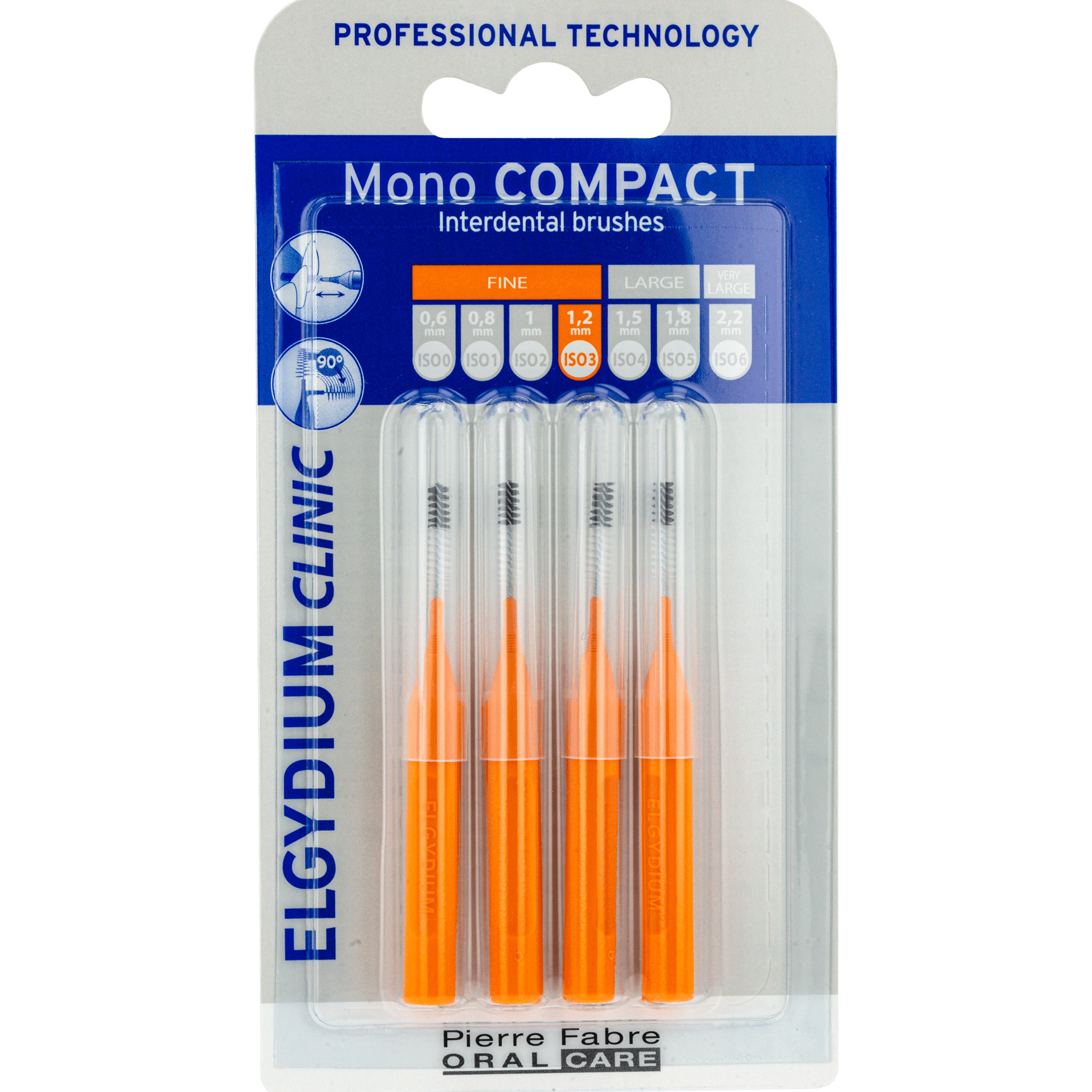 Elgydium Clinic Mono Compact Interdental Brushes 0.6mm Μεσοδόντια Βουρτσάκια Ιδανικά για Άτομα με Εμφυτεύματα ή Σιδεράκια 4 Τεμάχια