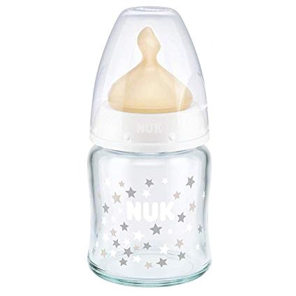 NUK First Choice Μπιμερό Γυάλινο Με Θηλή Καουτσούκ 120ml – άσπρο