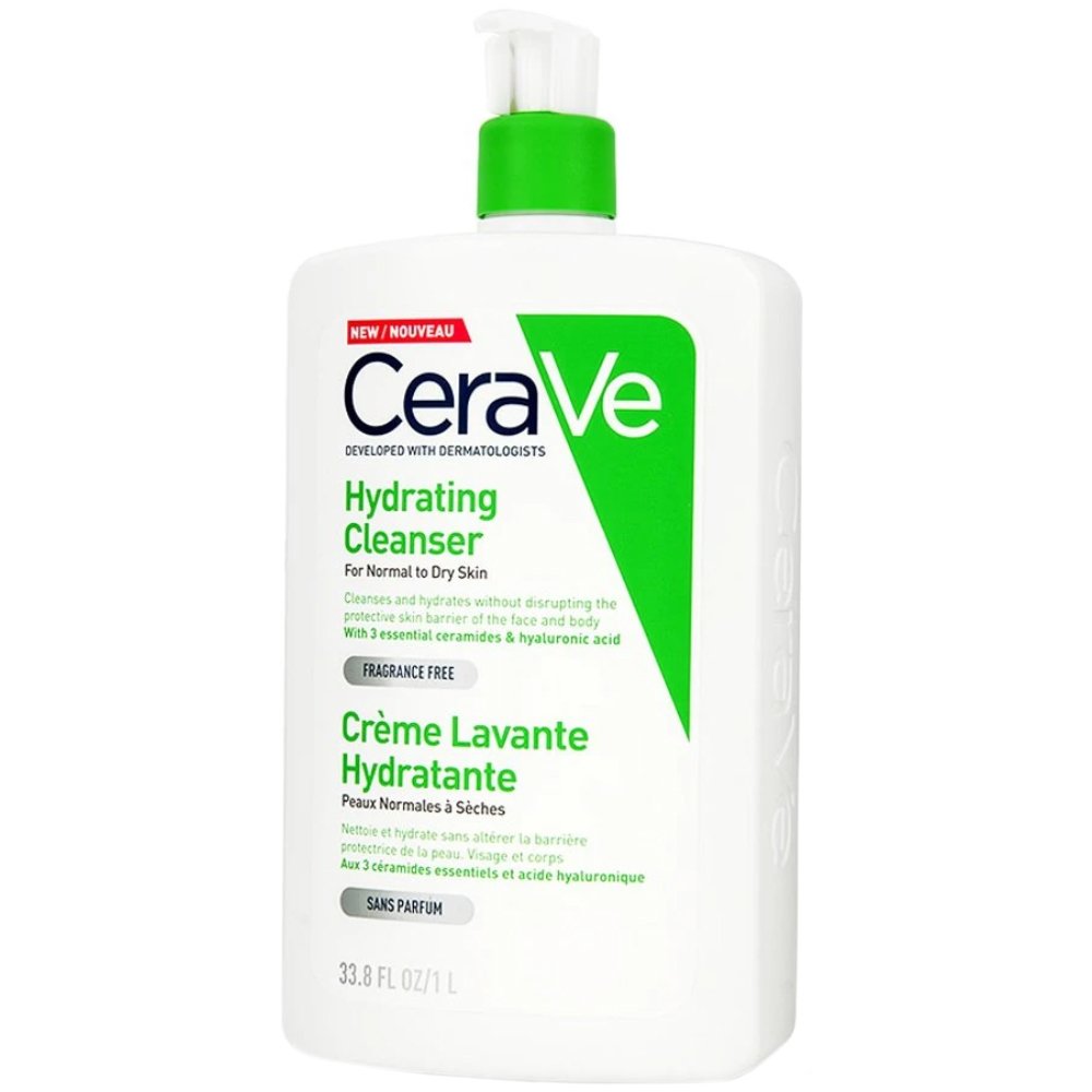 Cerave CeraVe Hydrating for Normal to Dry Skin Face & Body Cleanser Cream Ενυδατική Κρέμα Καθαρισμού Προσώπου & Σώματος για Κανονική προς Ξηρή Επιδερμίδα 1Lt