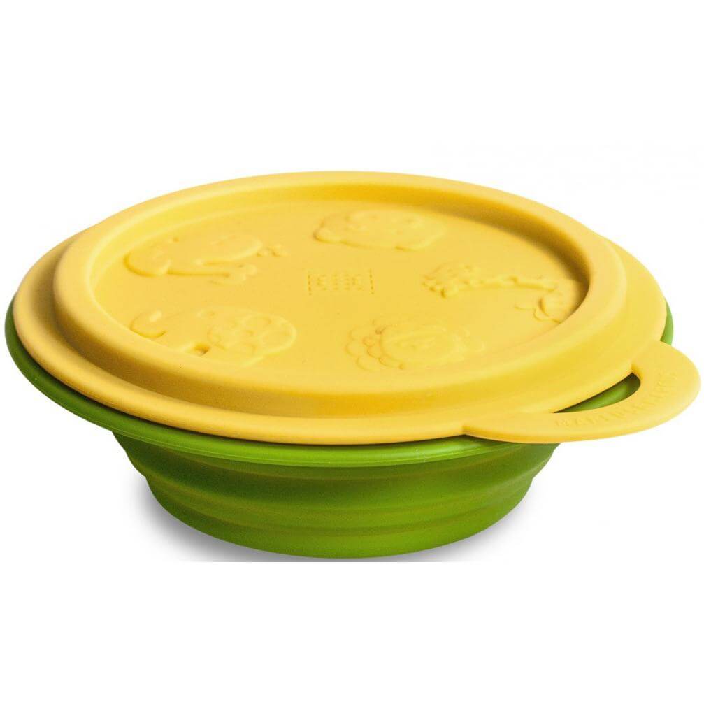 Marcus & Marcus Collapsible Bowl Μπολ Πτυσσόμενο Σιλικόνης με Καπάκι Φύλαξης – Πορτοκαλί – Λαχανί
