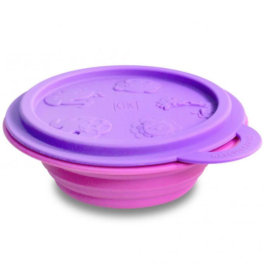 Marcus & Marcus Collapsible Bowl Μπολ Πτυσσόμενο Σιλικόνης με Καπάκι Φύλαξης – Μωβ – Φούξια