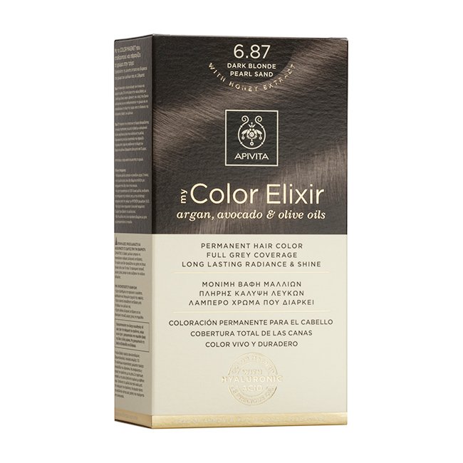 Apivita My Color Elixir Μόνιμη Βαφή Μαλλιών με Καινοτόμο Σύστημα Color Magnet που Σταθεροποιεί και Σφραγίζει το Χρώμα στην Τρίχα – N6.87 ΞΑΝΘΟ ΣΚΟΥΡΟ ΠΕΡΛΕ