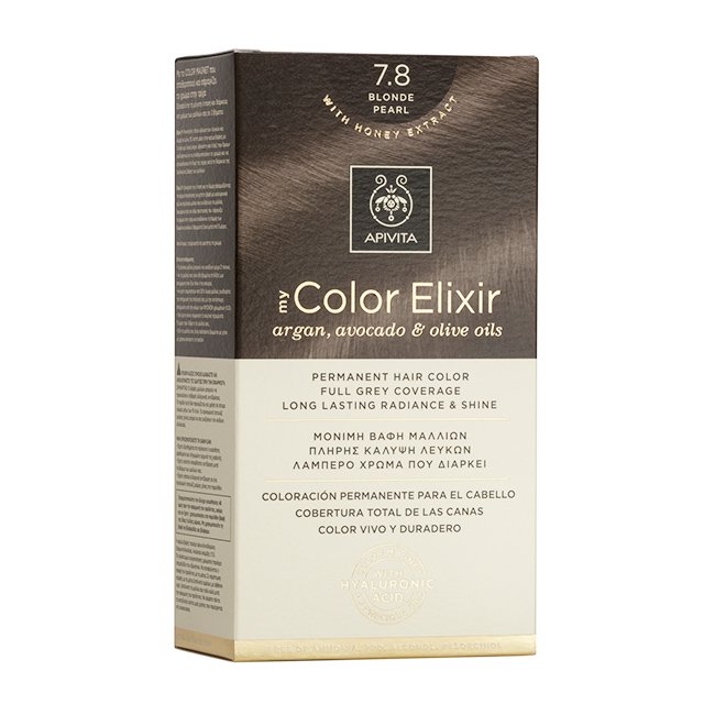 Apivita My Color Elixir Μόνιμη Βαφή Μαλλιών με Καινοτόμο Σύστημα Color Magnet που Σταθεροποιεί και Σφραγίζει το Χρώμα στην Τρίχα – N 7.8 ΞΑΝΘΟ ΠΕΡΛΕ