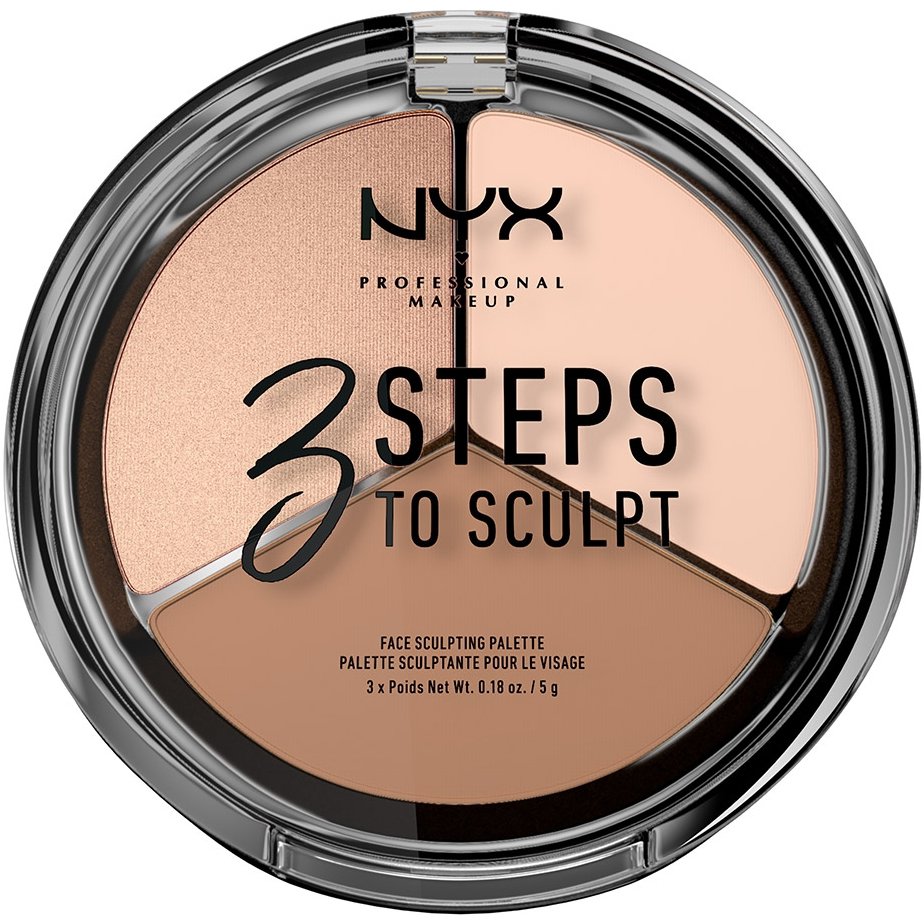 NYX Professional Makeup 3 Steps to Sculpt Face Sculpting Palette Παλέτα για Γωνίες, Κοψίματα & Φωτοσκιάσεις στο Πρόσωπο 5gr – Fair