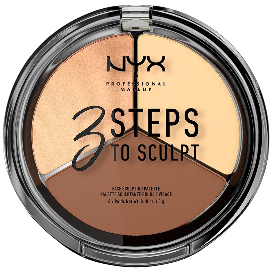 NYX Professional Makeup 3 Steps to Sculpt Face Sculpting Palette Παλέτα για Γωνίες, Κοψίματα & Φωτοσκιάσεις στο Πρόσωπο 5gr – Light