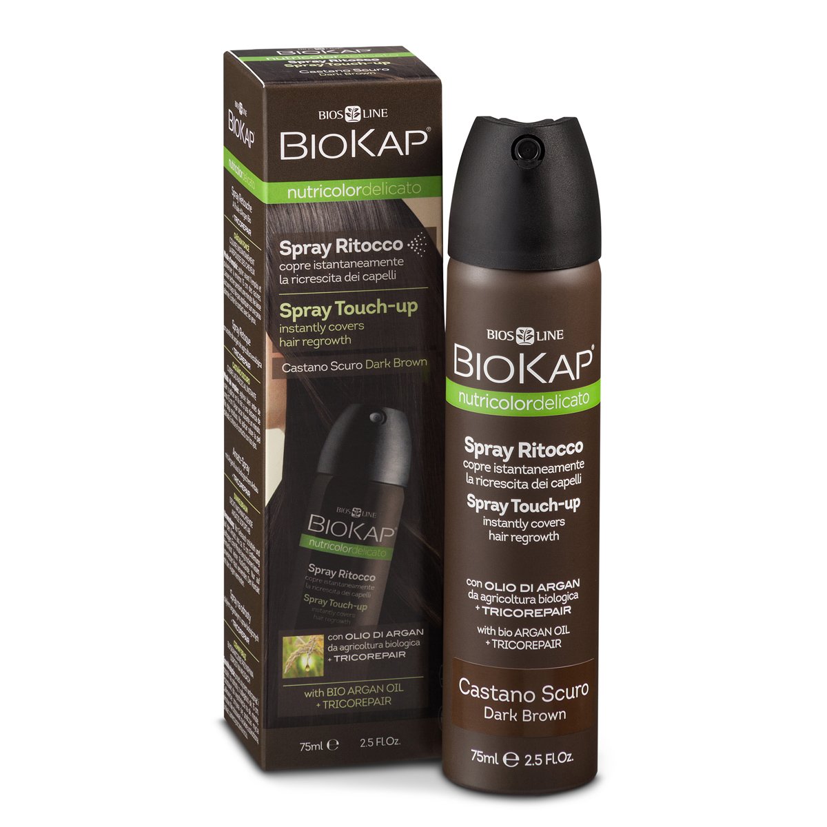 Biokap Nutricolor Delicato Spray Touch-Up Εκνέφωμα για την Κάλυψη της Ρίζας 75ml – Dark Brown