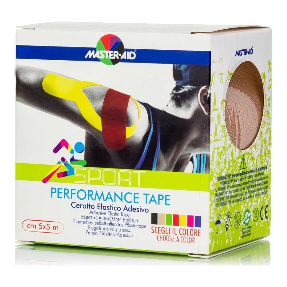 Master Aid Sport Performance Tape Αυτοκόλλητη Ελαστική Ταινία για Επιδέσεις 5mx5cm, 1 Τεμάχιο – Μπεζ