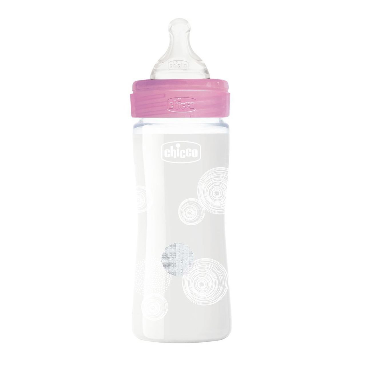 Chicco Well Being Anti Colic System Γυάλινο Μπιμπερό Χωρίς BPA με Σύστημα Κατά των Κολικών, Θηλή Σιλικόνης 0+ Μηνών 240ml – ροζ