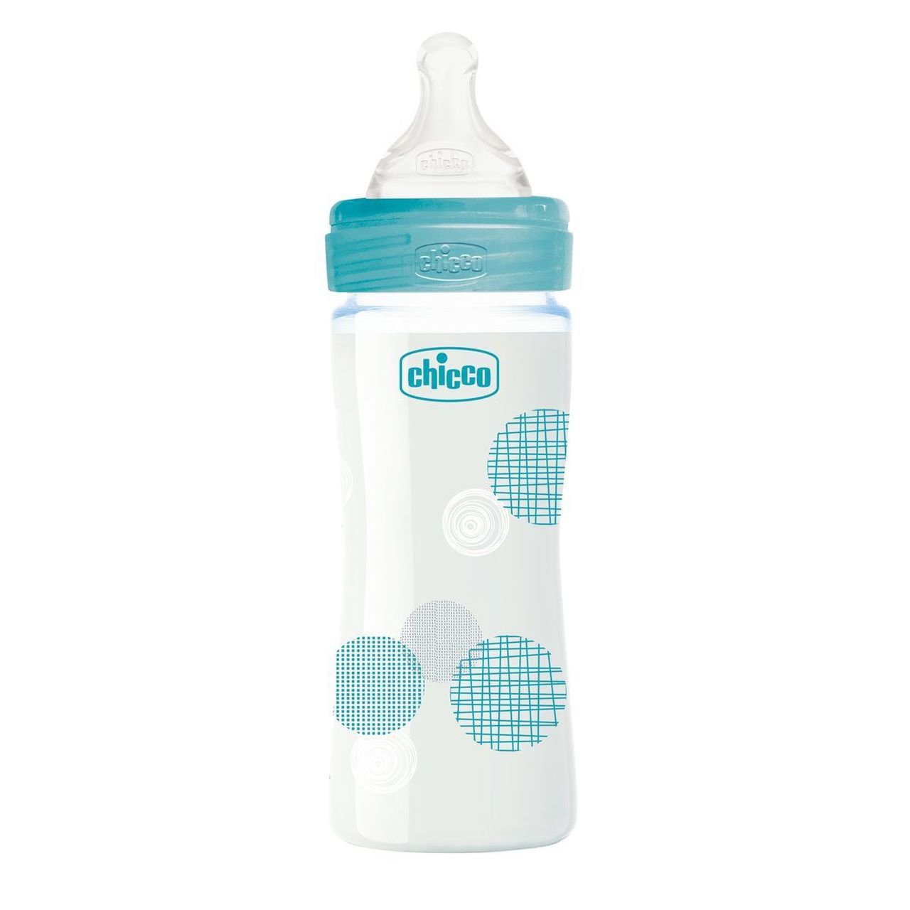 Chicco Well Being Anti Colic System Γυάλινο Μπιμπερό Χωρίς BPA με Σύστημα Κατά των Κολικών, Θηλή Σιλικόνης 0+ Μηνών 240ml – γαλάζιο