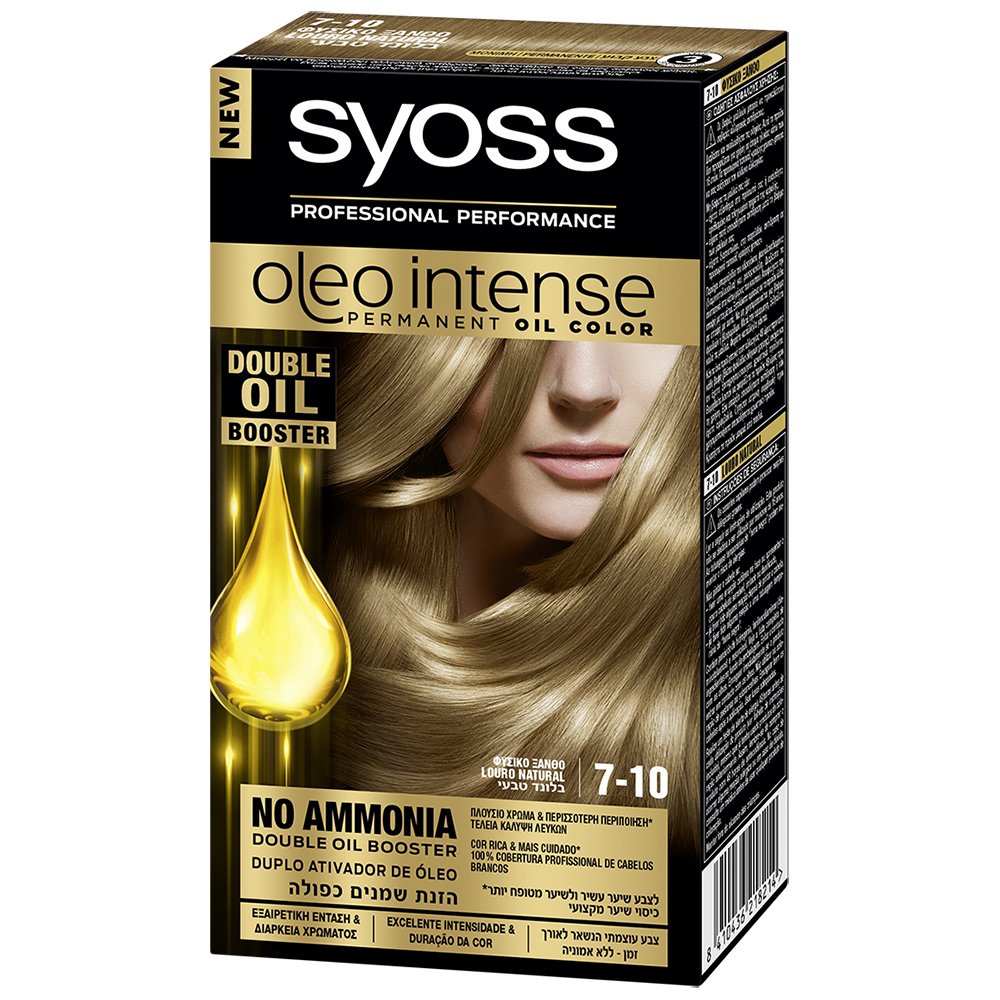 Syoss Oleo Επαγγελματική Μόνιμη Κρέμα Βαφή με Έλαια, Χωρίς Αμμωνία, Εξαιρετική Κάλυψη & Ένταση στο Χρώμα που Διαρκεί – 7-10 Φυσικό Ξανθό
