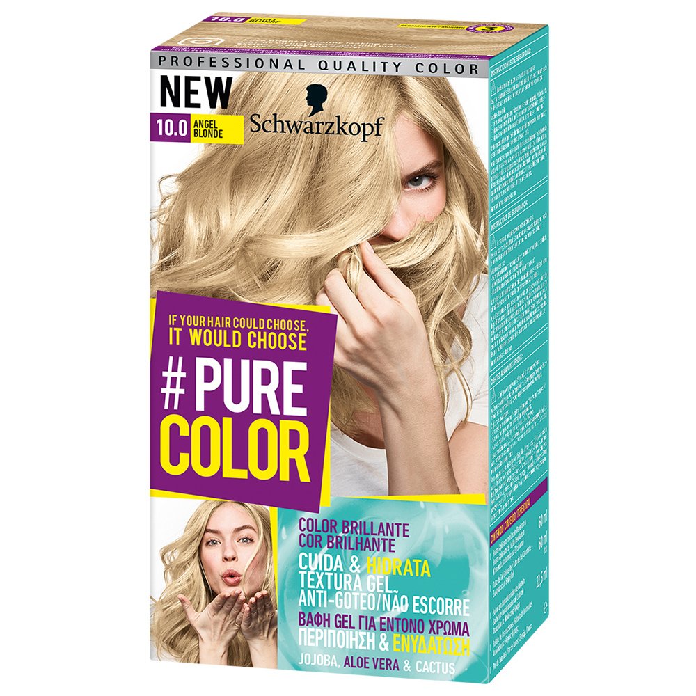 Schwarzkopf Pure Color Επαγγελματική Μόνιμη Βαφή Gel Μαλλιών, Έντονο Χρώμα που Διαρκεί, Πλούσια Περιποίηση & Ενυδάτωση – 10.0 Angel Blonde