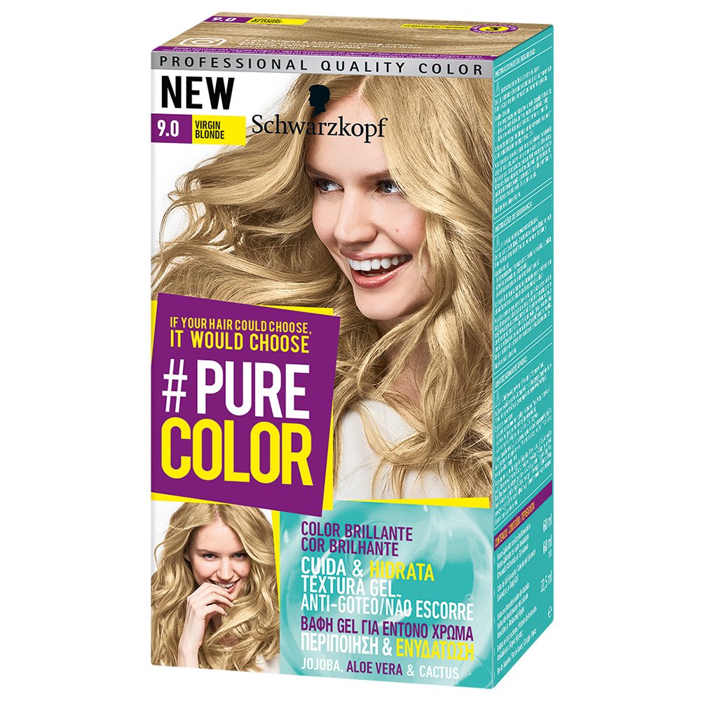 Schwarzkopf Pure Color Επαγγελματική Μόνιμη Βαφή Gel Μαλλιών, Έντονο Χρώμα που Διαρκεί, Πλούσια Περιποίηση & Ενυδάτωση – 9.0 Virgin Blonde