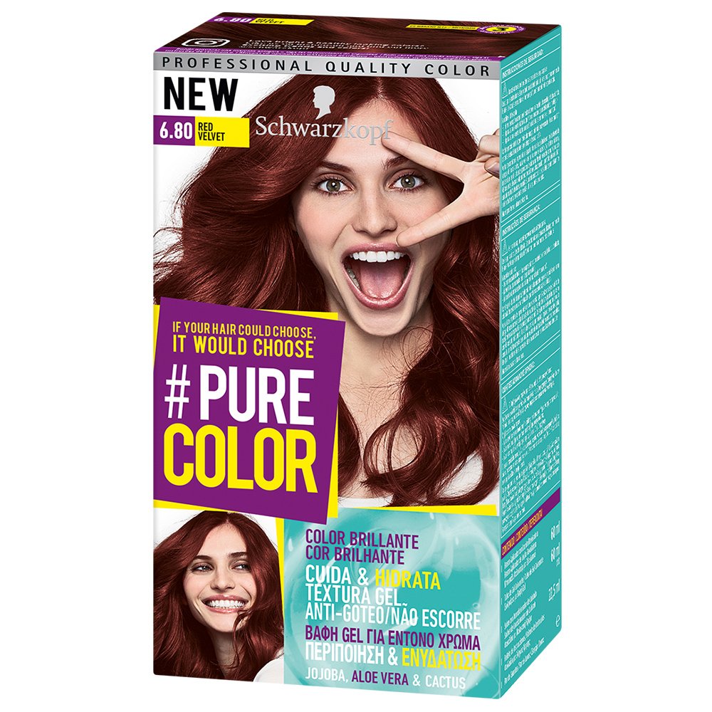 Schwarzkopf Pure Color Επαγγελματική Μόνιμη Βαφή Gel Μαλλιών, Έντονο Χρώμα που Διαρκεί, Πλούσια Περιποίηση & Ενυδάτωση – 6.80 Red Velvet