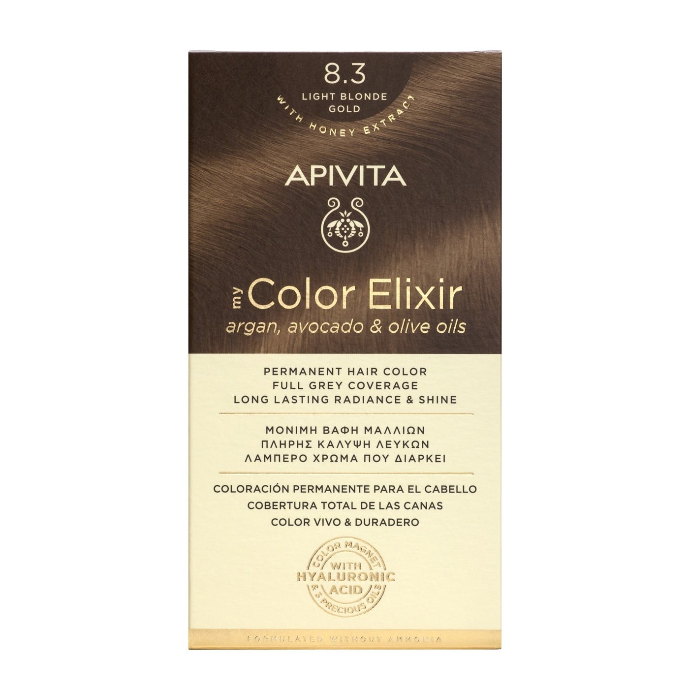 Apivita My Color Elixir Μόνιμη Βαφή Μαλλιών με Καινοτόμο Σύστημα Color Magnet που Σταθεροποιεί και Σφραγίζει το Χρώμα στην Τρίχα – Ν 8,3 ΞΑΝΘΟ ΑΝΟΙΧΤΟ ΧΡΥΣΟ