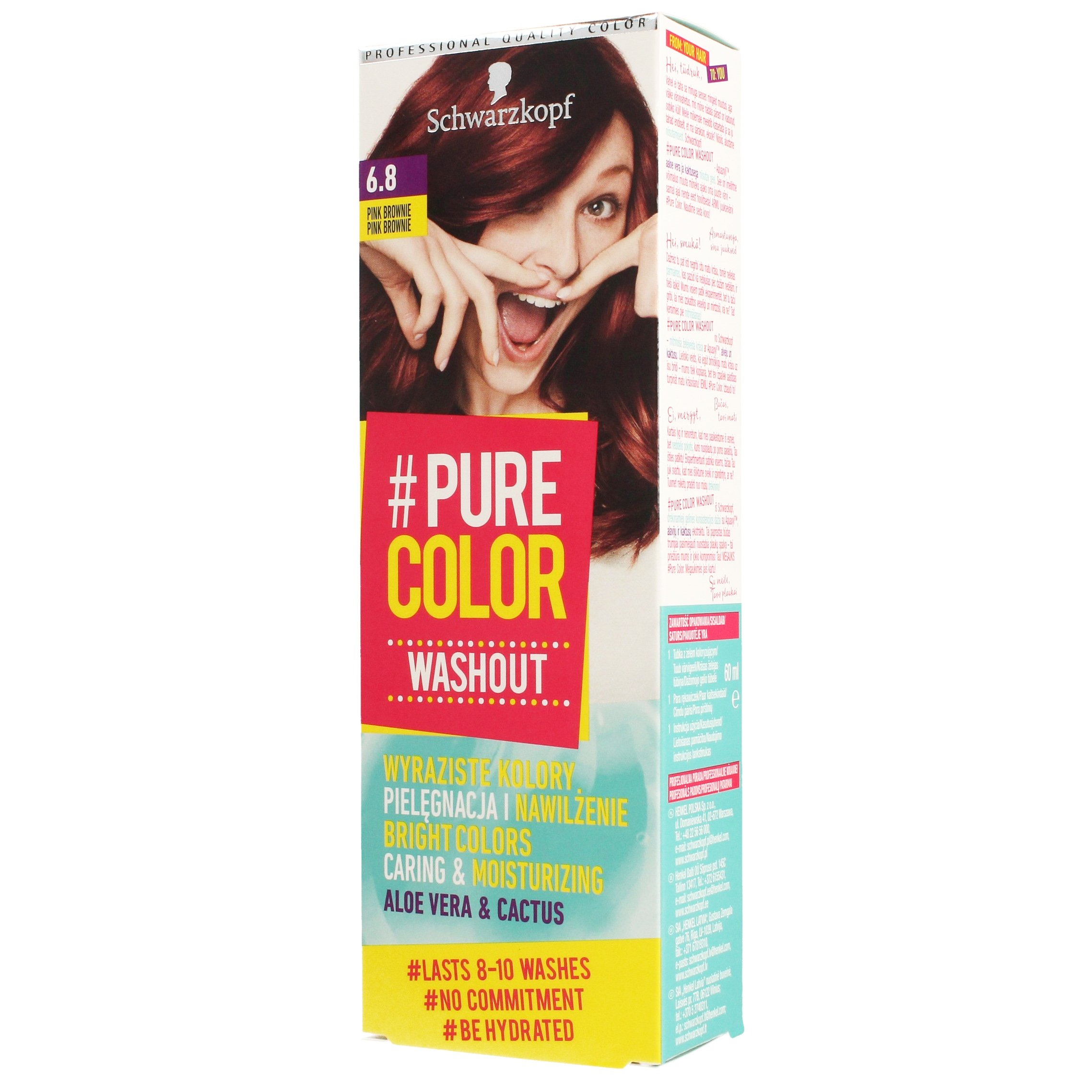 Schwarzkopf Pure Color Washout η Πρώτη Επαγγελματική Ενυδατική Ημιμόνιμη Βαφή σε Μορφή Gel για Λαμπερό Αποτέλεσμα – 6.8 Pink Brownie