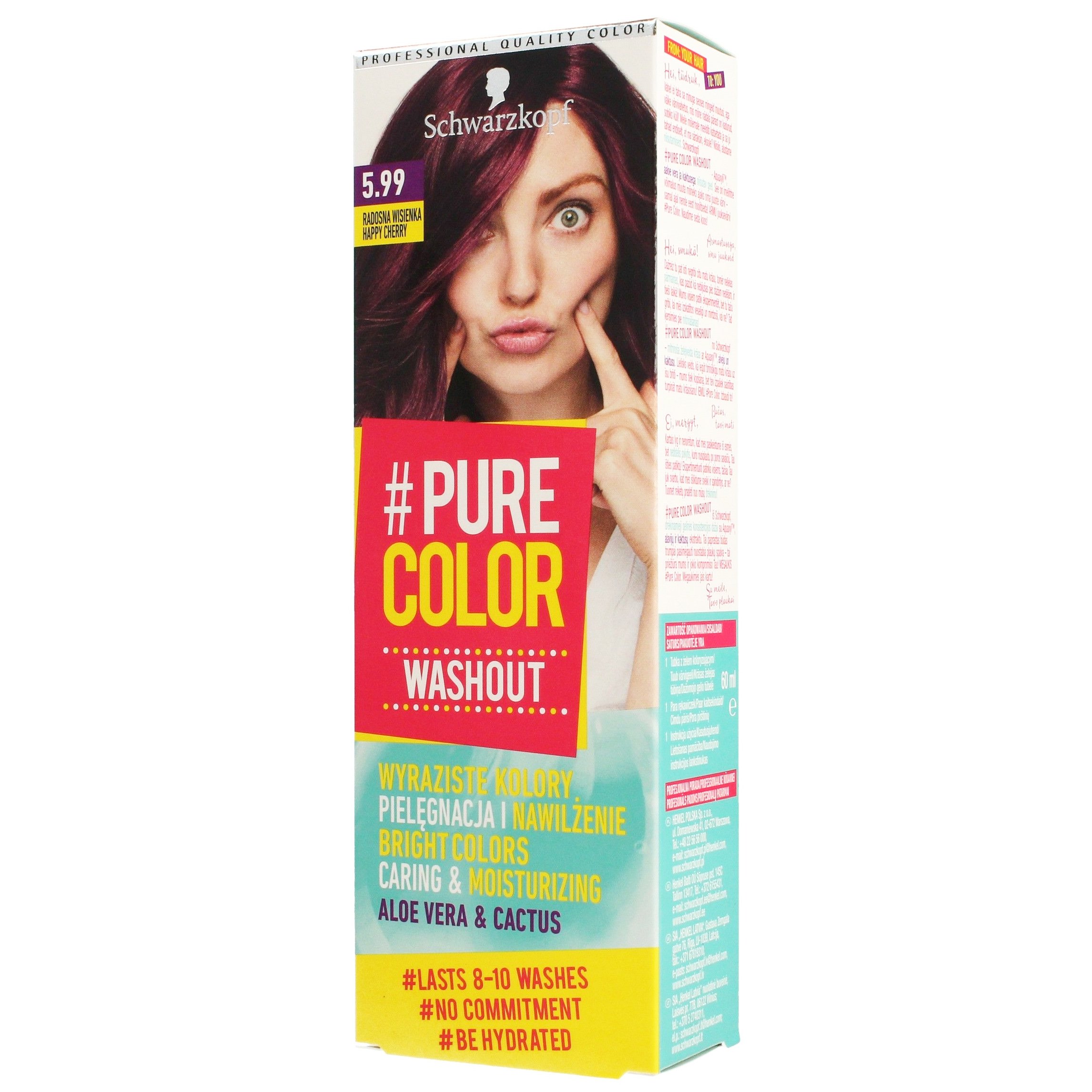 Schwarzkopf Pure Color Washout η Πρώτη Επαγγελματική Ενυδατική Ημιμόνιμη Βαφή σε Μορφή Gel για Λαμπερό Αποτέλεσμα – 5.99 Happy Cherry