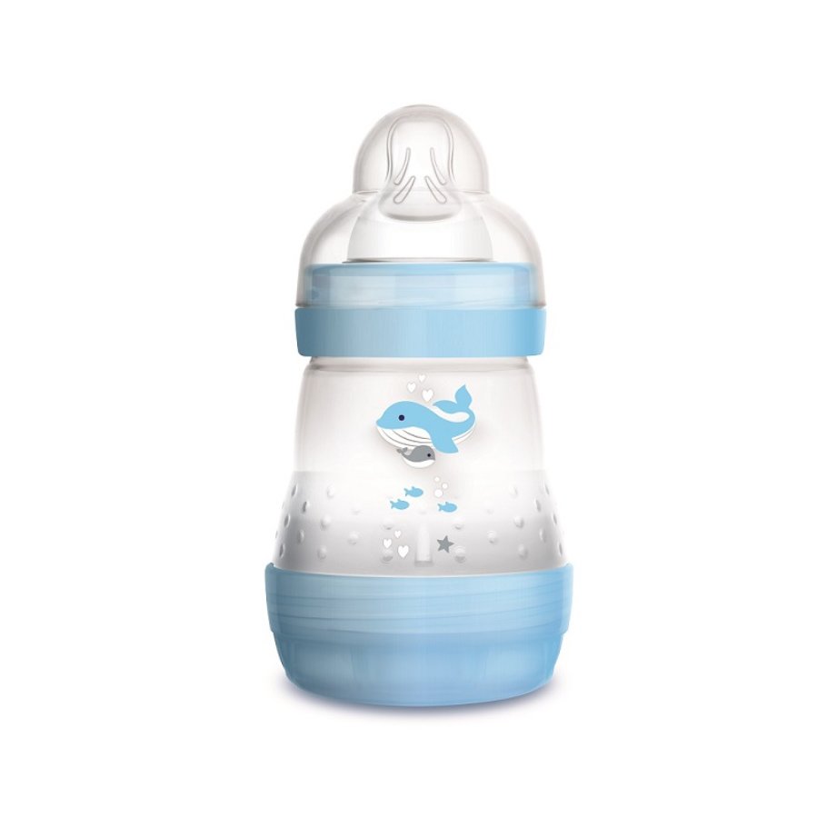 Mam Easy Start™ Anti-Colic 0+ Μηνών, Κωδ 350S Μπιμπερό Πολυπροπυλενίου με Θηλή Σιλικόνης & Σύστημα Κατά των Κολικών 160ml – μπλέ