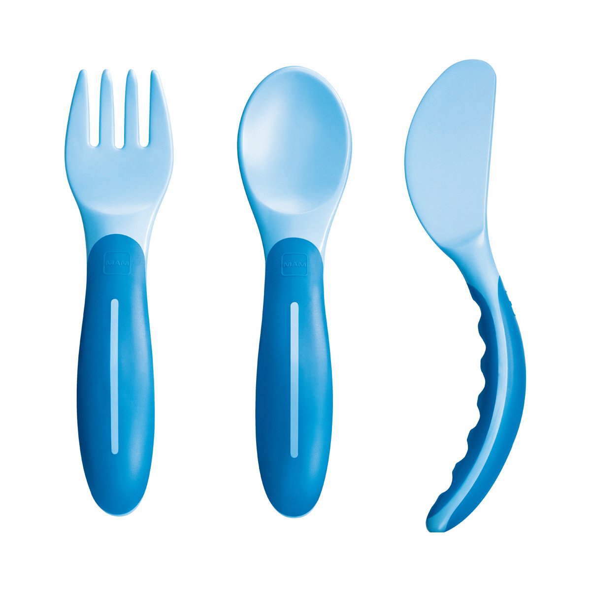 Mam Baby’s Cutlery (Πιρουνάκι, Κουταλάκι, Μαχαιράκι) Κωδ 515 από 6+ Μηνών 1 Τεμάχιο – μπλέ