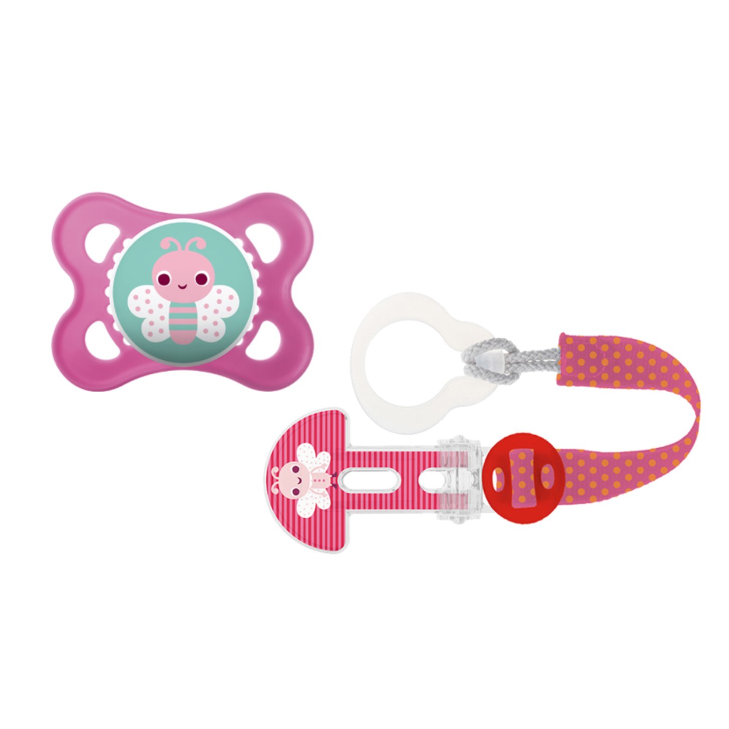 Mam Clip it & Original Πιπίλα I Love Mummy & Duddy με Θηλή Σιλικόνης & Clip με Ρυθμιζόμενο Μήκος Κωδ 314S, 2-6 Μηνών 1 Τεμάχιο – ροζ