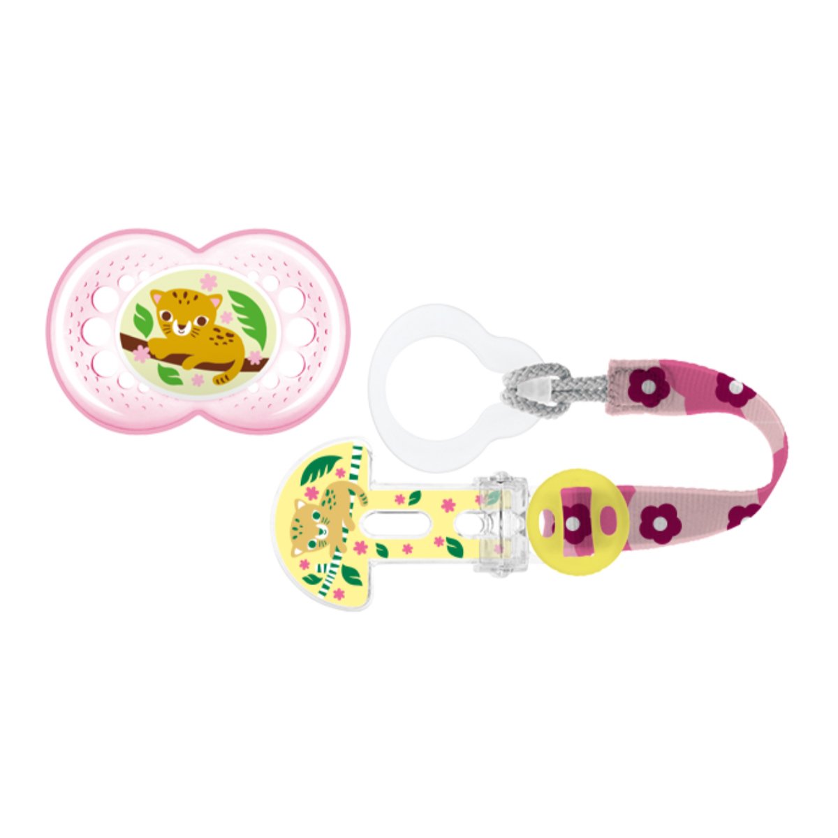 Mam Clip it & Original Πιπίλα Crystal Printed με Θηλή Σιλικόνης & Clip με Ρυθμιζόμενο Μήκος Κωδ 319S, 6-16 Μηνών 1 Τεμάχιο – ροζ