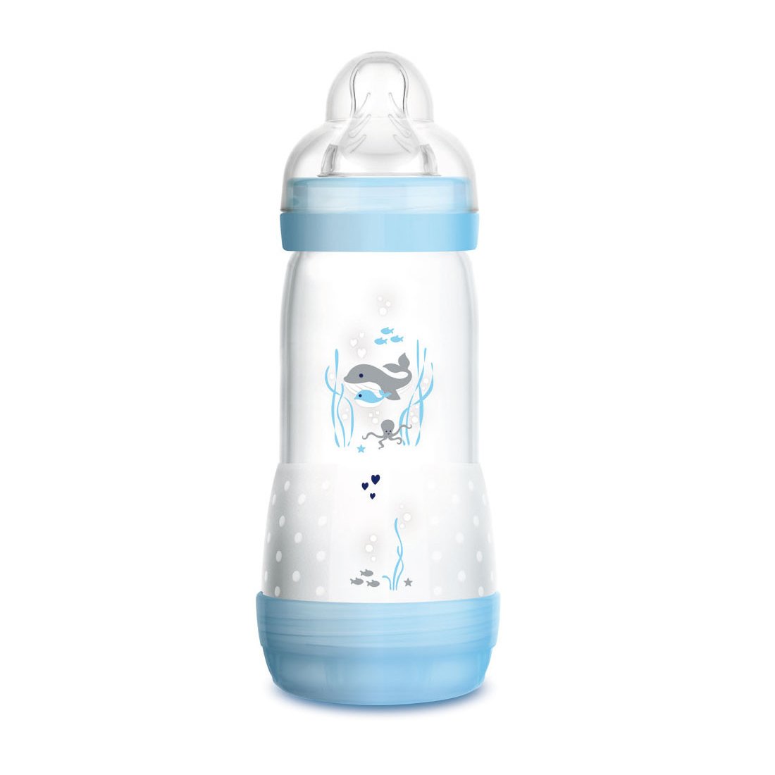 Mam Easy Start™ Anti-Colic 4+ Μηνών, Κωδ 356S Μπιμπερό Πολυπροπυλενίου με Θηλή Σιλικόνης & Σύστημα Κατά των Κολικών 320ml – μπλέ