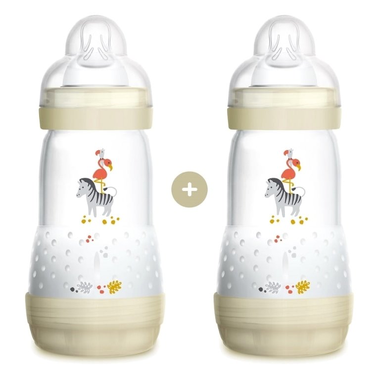 Mam Promo Pack Easy Start™ Anti-Colic Nature Safari 2+ Μηνών Κωδ 355S Μπιμπερό Πολυπροπυλενίου με Θηλή Σιλικόνης 2x260ml – άσπρο