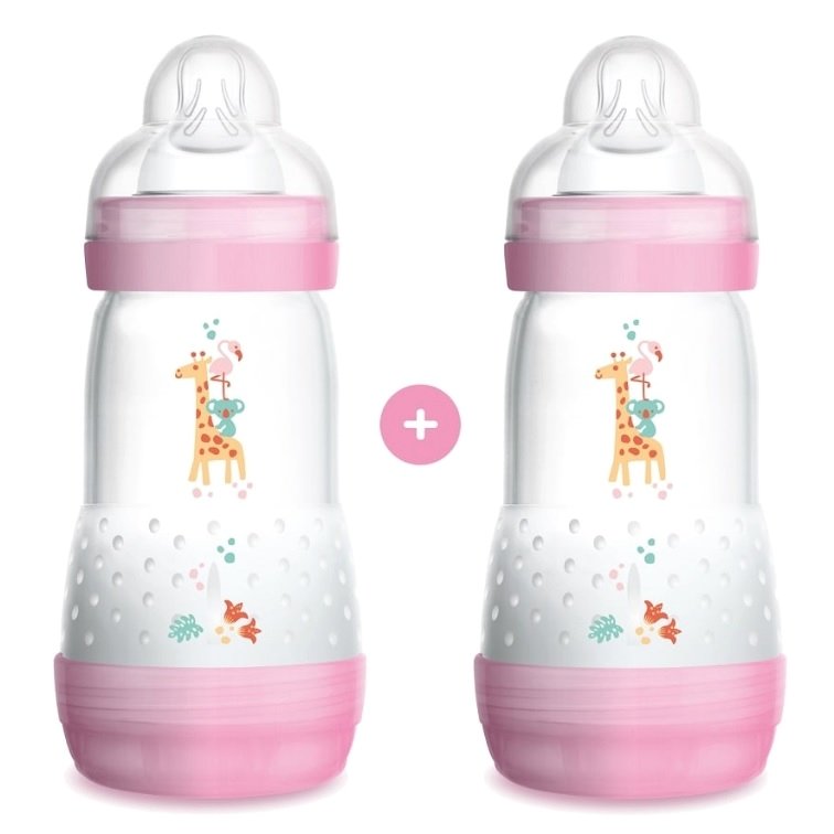 Mam Promo Pack Easy Start™ Anti-Colic Nature Safari 2+ Μηνών Κωδ 355S Μπιμπερό Πολυπροπυλενίου με Θηλή Σιλικόνης 2x260ml – ροζ