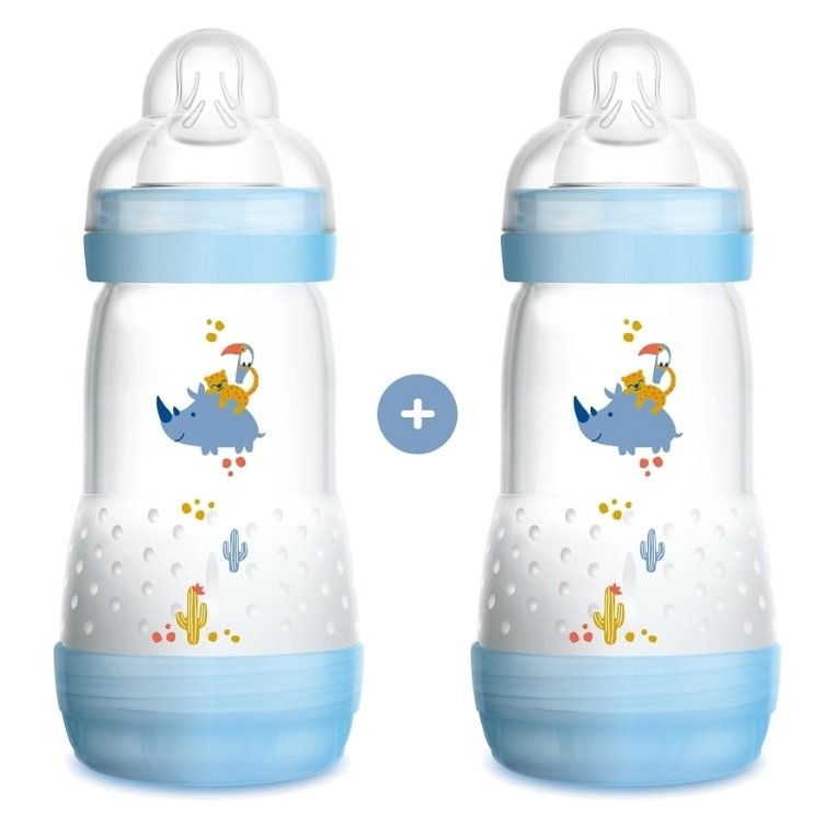 Mam Promo Pack Easy Start™ Anti-Colic Nature Safari 2+ Μηνών Κωδ 355S Μπιμπερό Πολυπροπυλενίου με Θηλή Σιλικόνης 2x260ml – μπλέ
