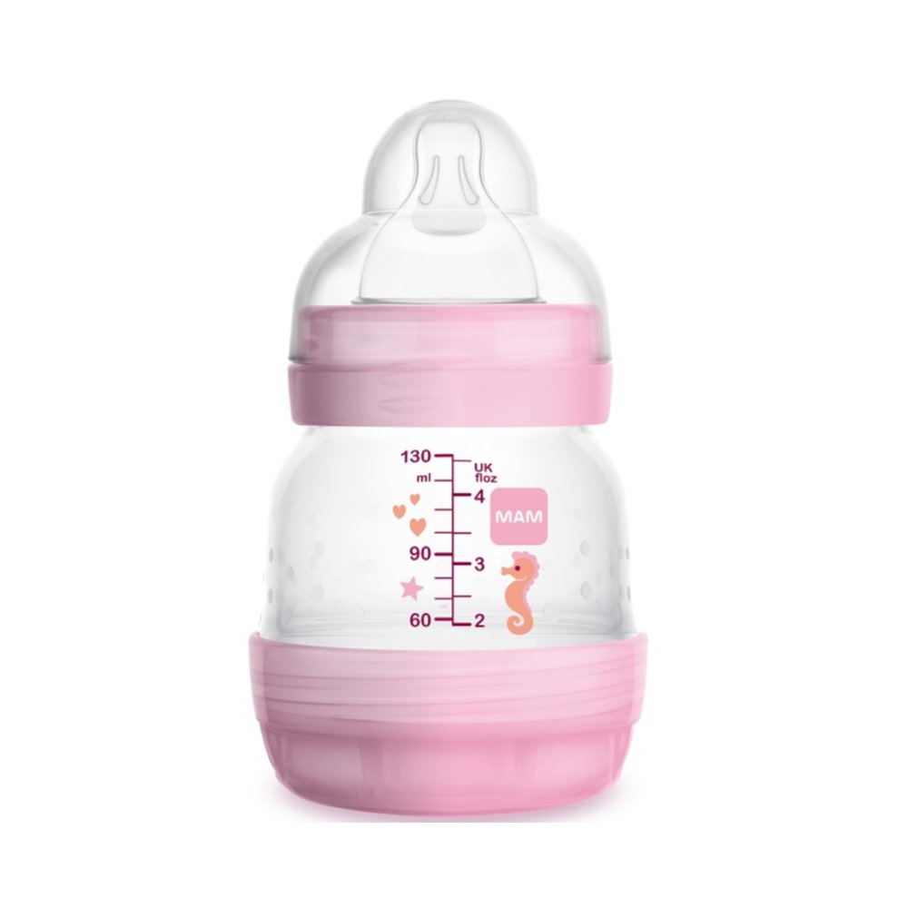 Mam Easy Start™ Anti-Colic 0+ Μηνών, Κωδ 353S Μπιμπερό Πολυπροπυλενίου με Θηλή Σιλικόνης & Σύστημα Κατά των Κολικών 130ml – ροζ
